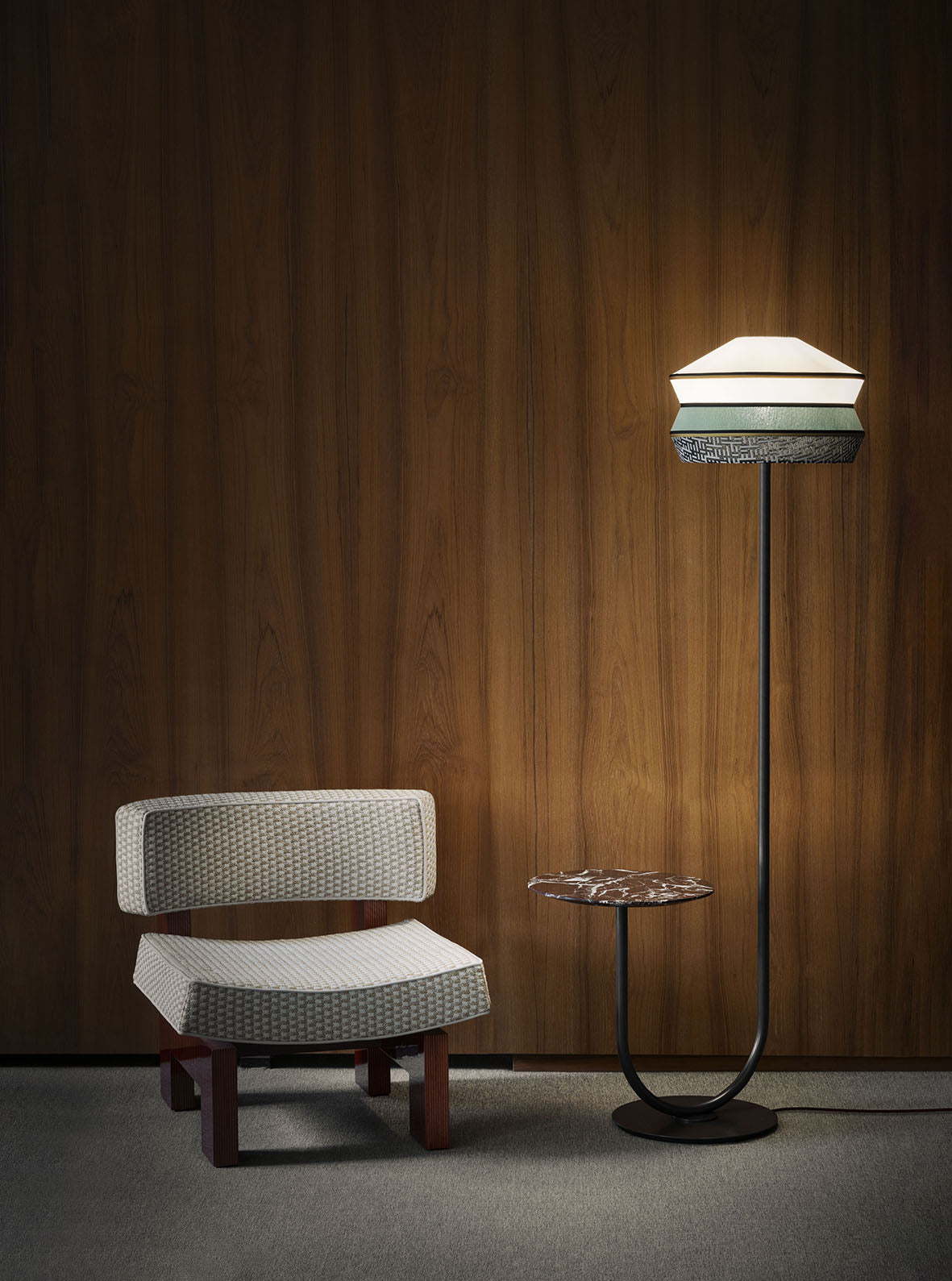 CALYPSO ANTIGUA lamp with table in mint green with burgundy marble