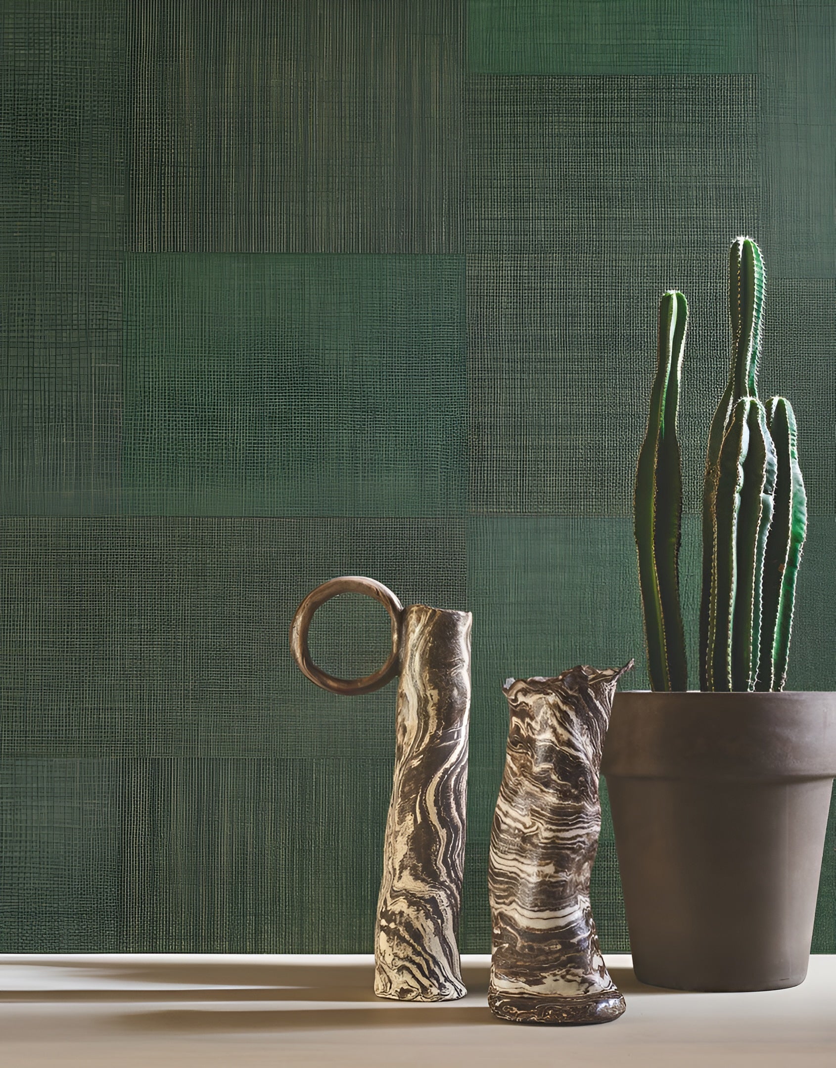 Structural vinyl wallpaper MESTIZO - CACTUS cactus green