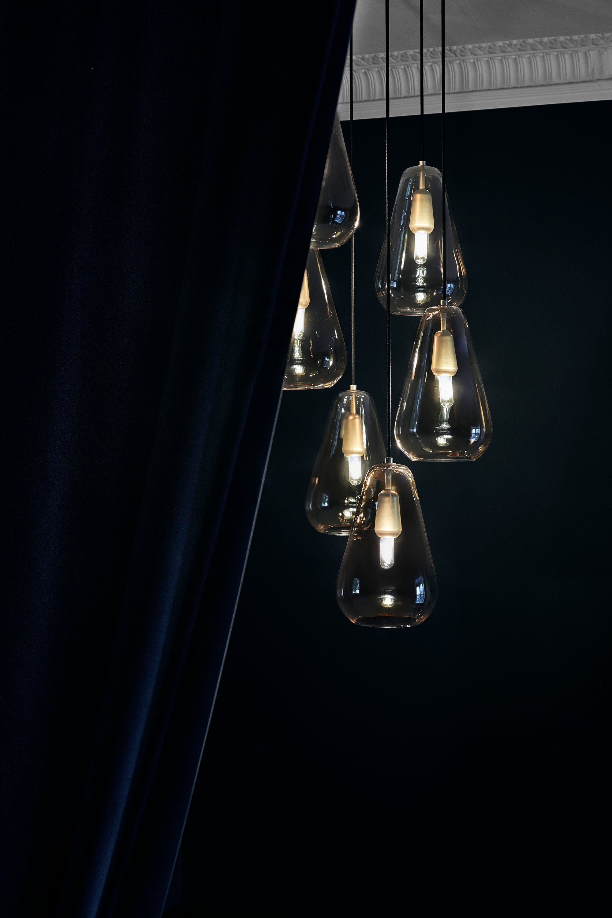 Lampa wisząca ANOLI 6 złoty ze złotym szkłem