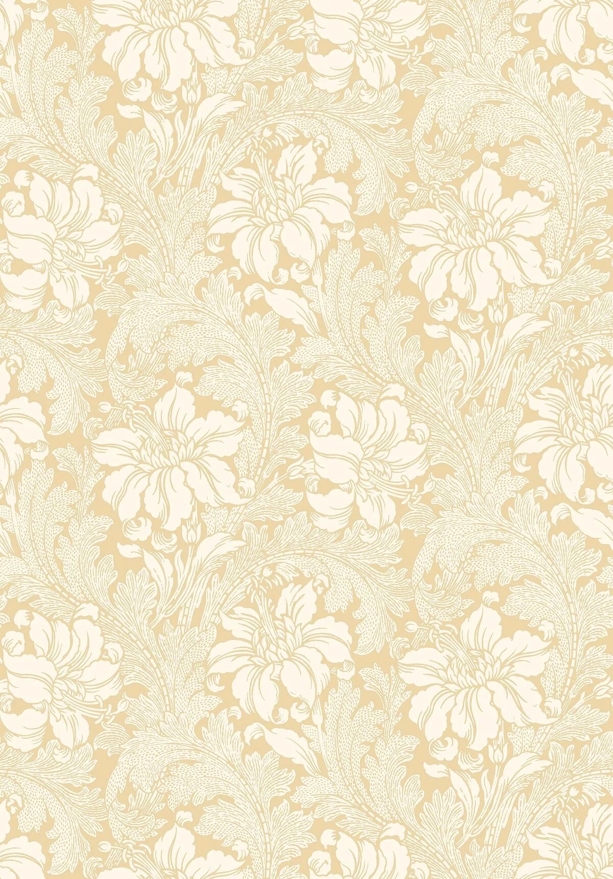 Non-woven paper wallpaper with a plant pattern ACANTHUS yellow