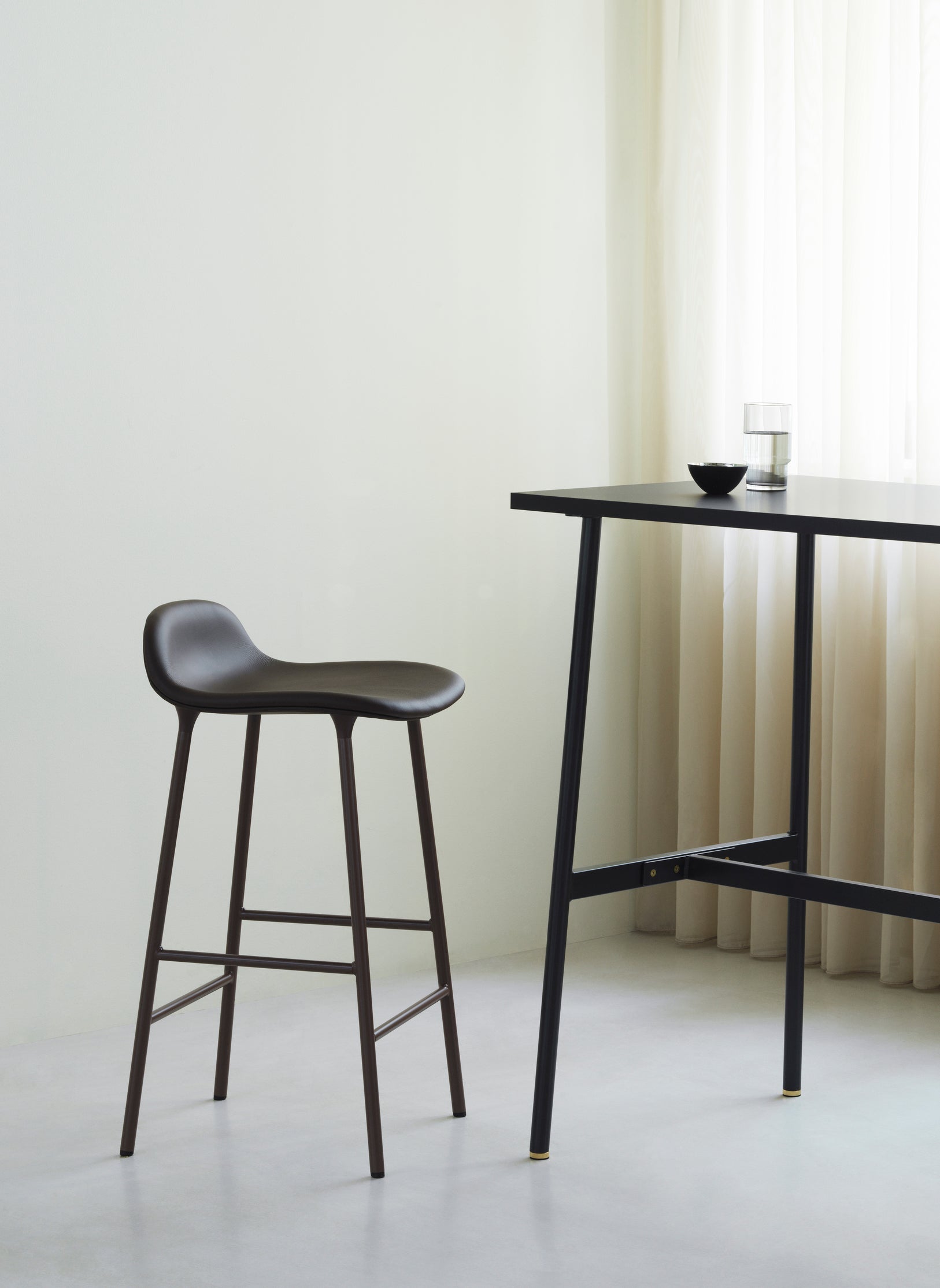 Upholstered forms with a brown base