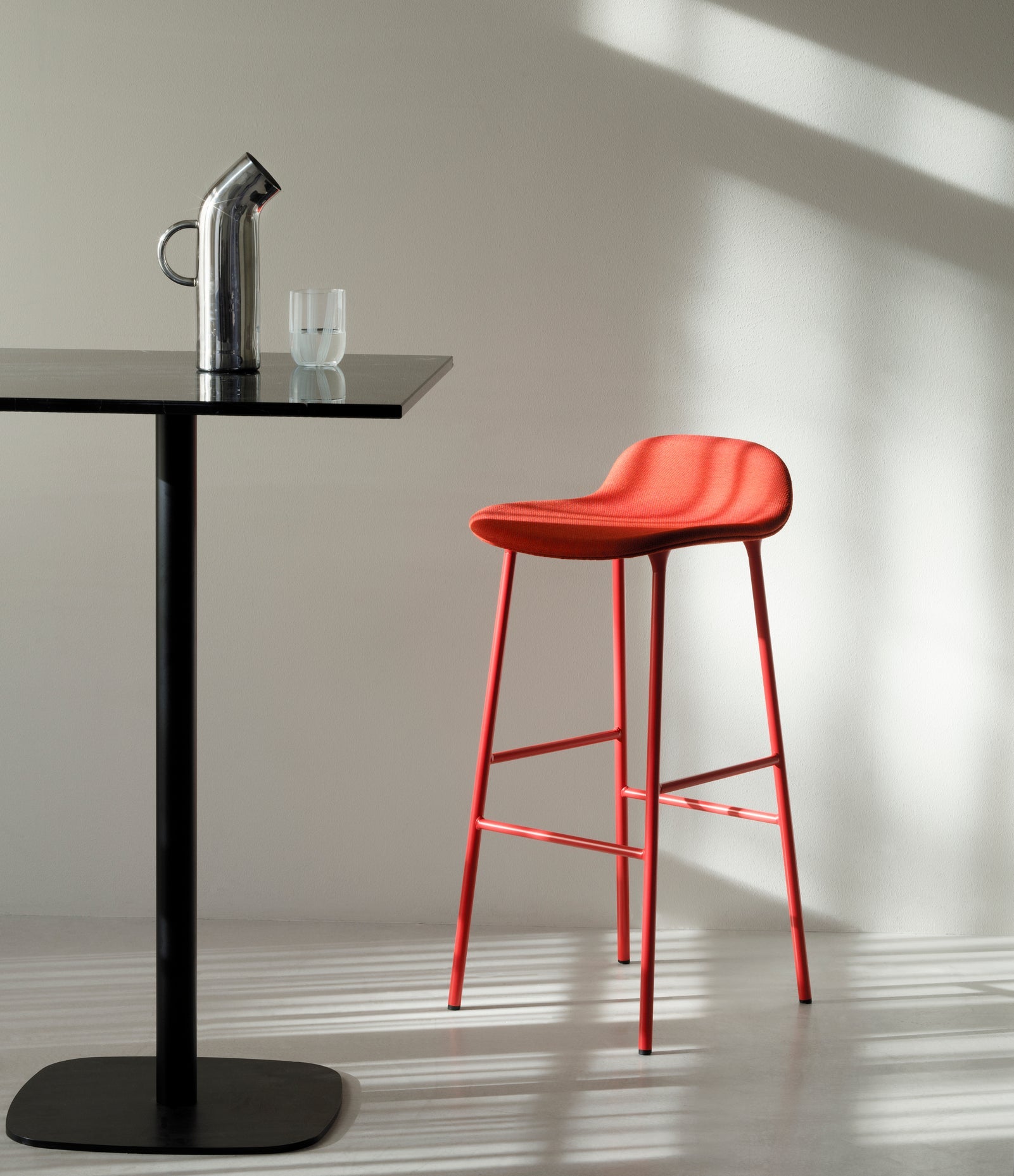 Upholstered forms with a brown base