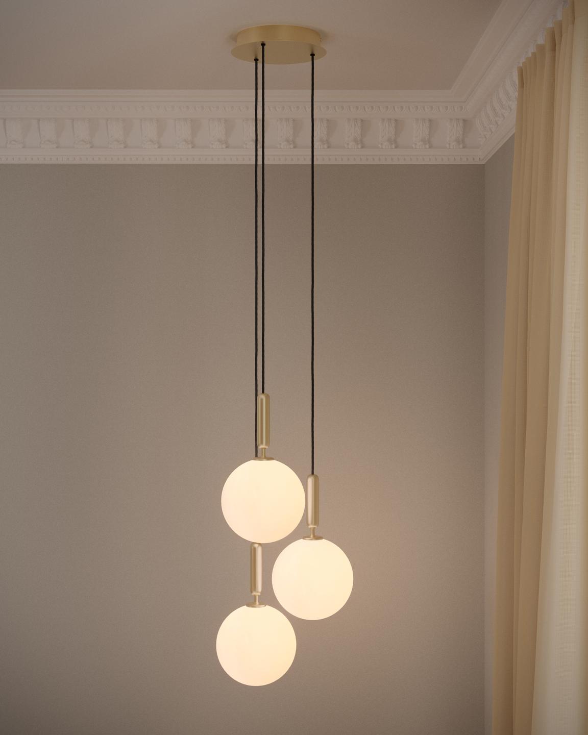 MIIRA Pendant Lamp 3 Brass with Opal Glass