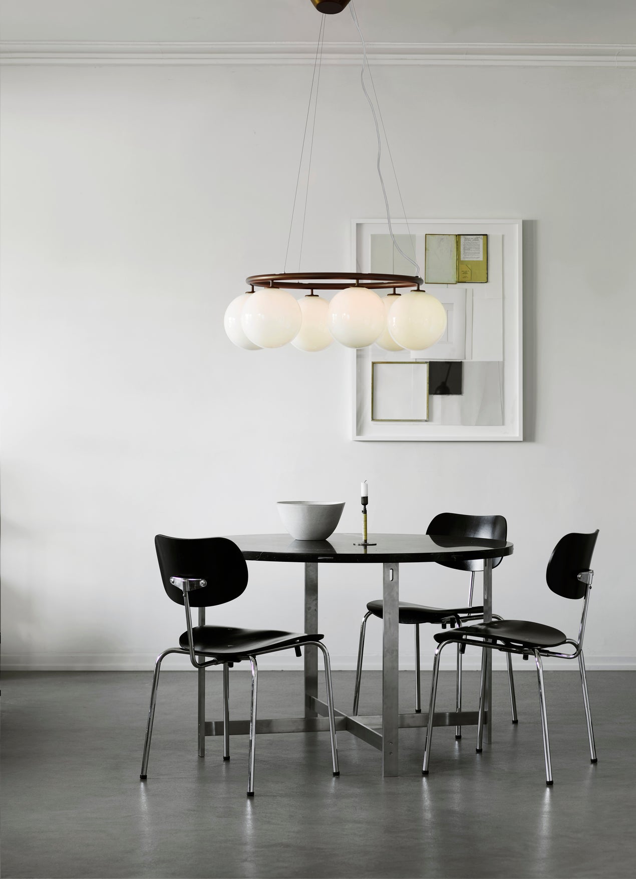 Lampa wisząca MIIRA 6 CIRCULAR ciemnobrązowy z opalowym szkłem
