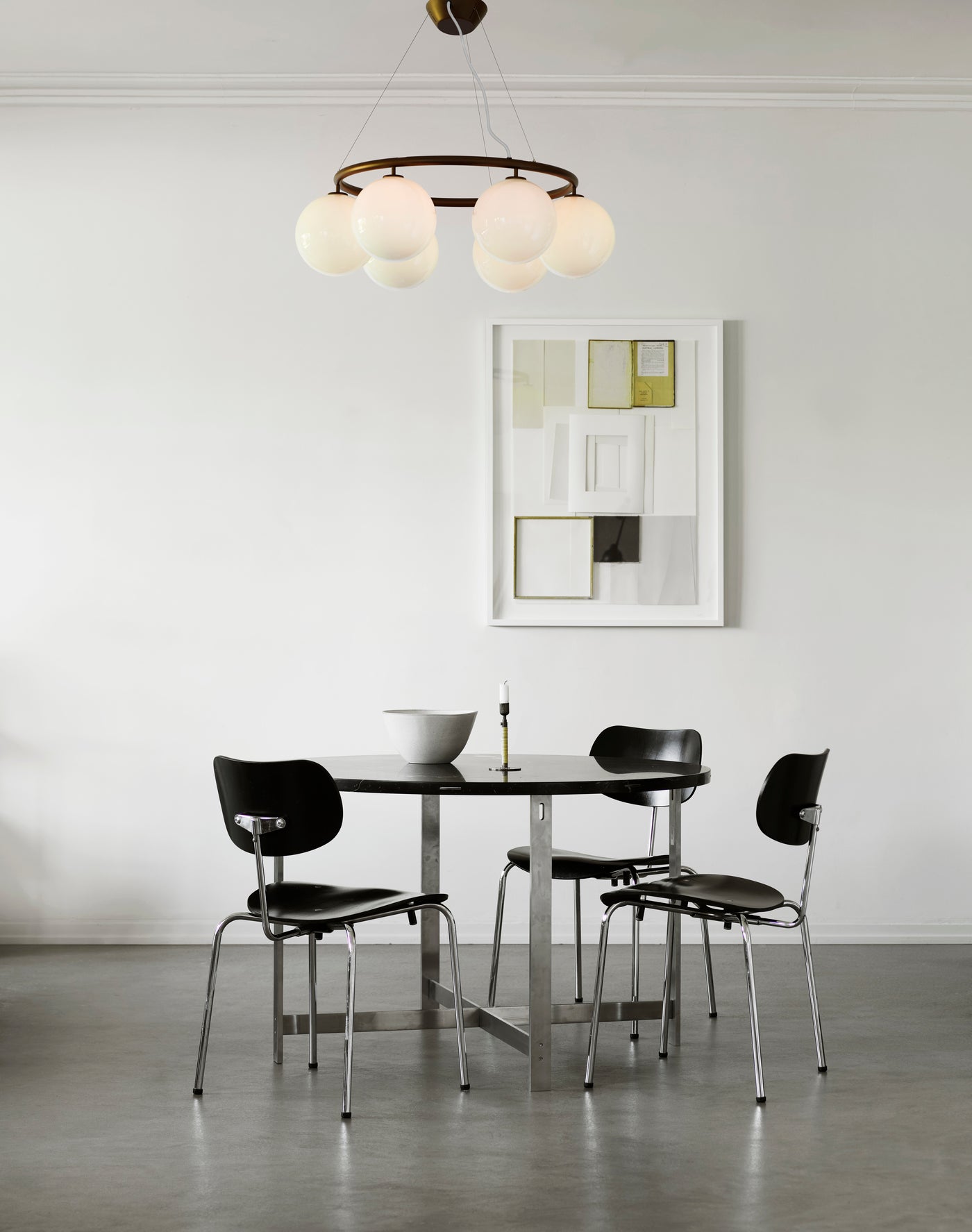 Lampa wisząca MIIRA 6 CIRCULAR ciemnobrązowy z opalowym szkłem