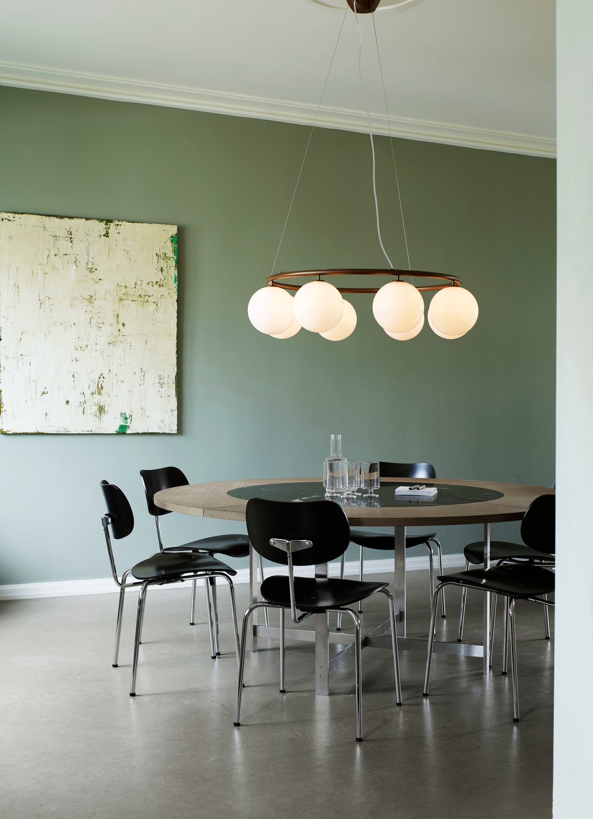 MIIRA 8 CIRCULAR Pendant Lamp Dark Brown with Opal Glass
