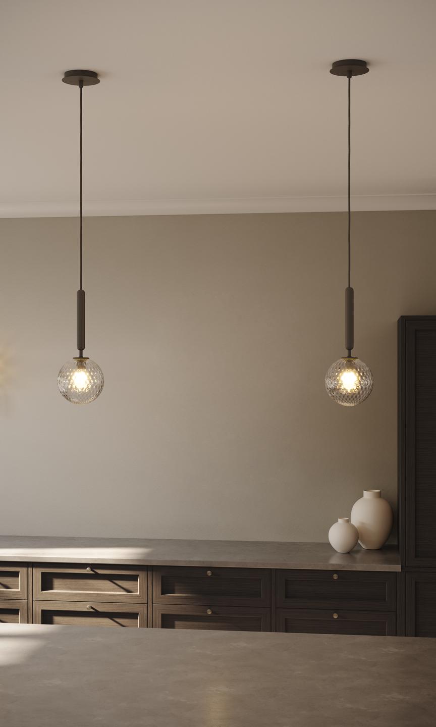 MIIRA Pendant Lamp in Graphite with Transparent Glass