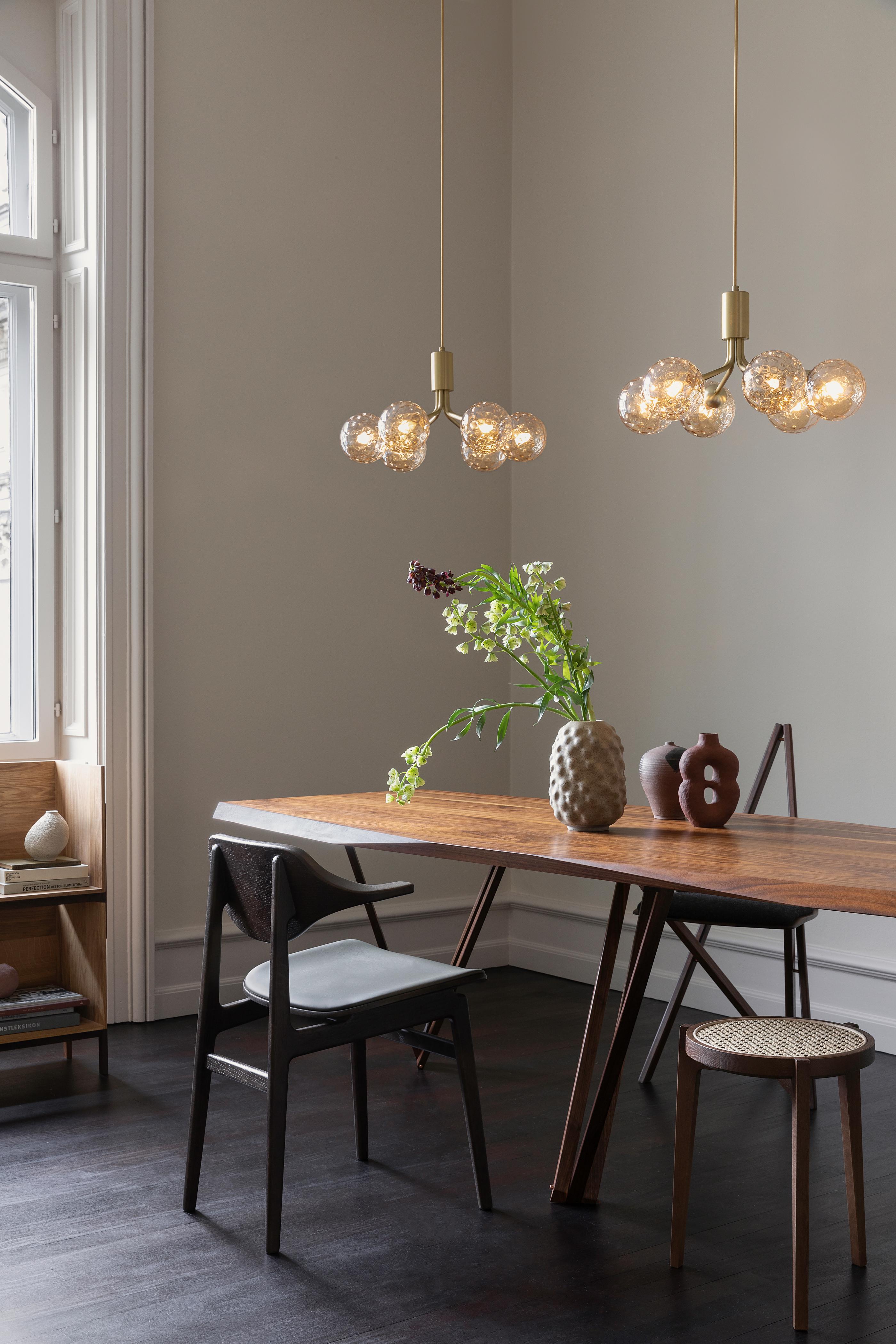 Lampa wisząca APIALES 6 mosiężny ze złotym szkłem