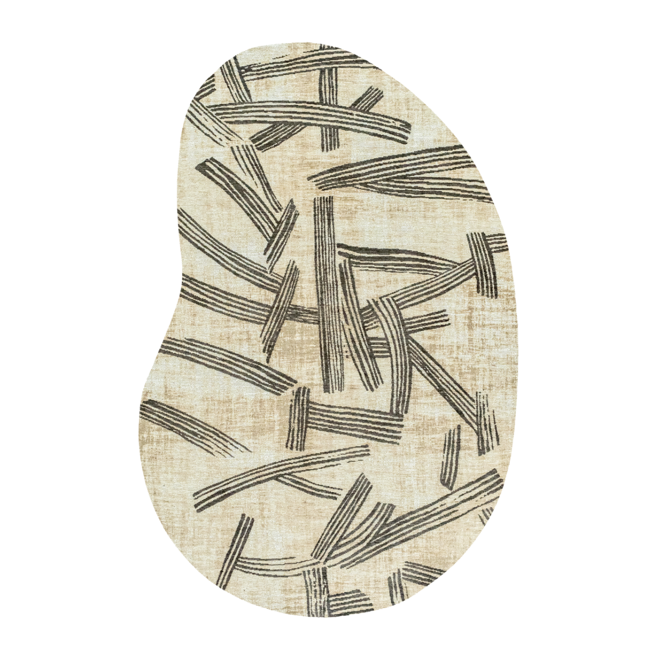 Beige Oval Rug KANJI with Black