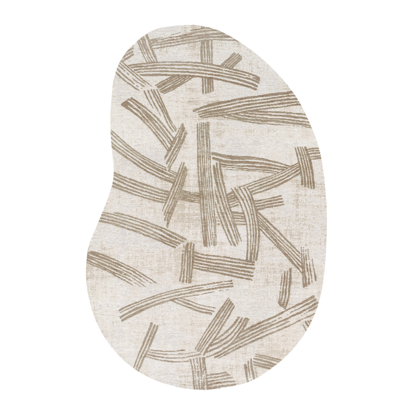 Beige Oval Rug KANJI with Cream
