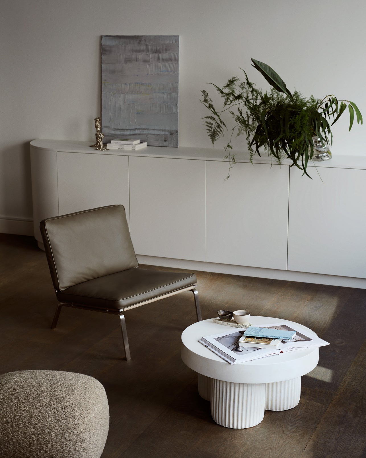 GEAR Beige Concrete Round Side Table