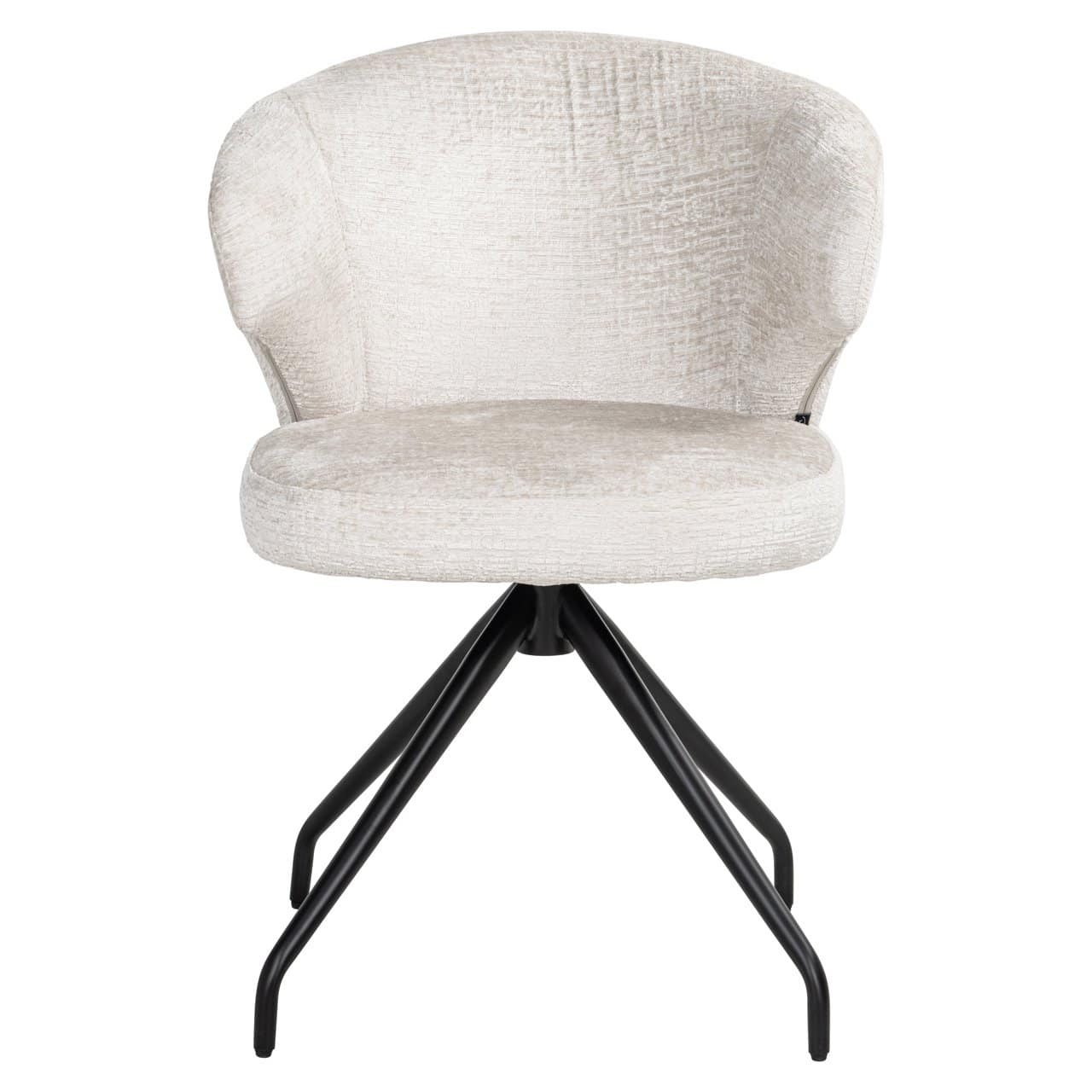 Milly White Swivel Chair with Black Base
