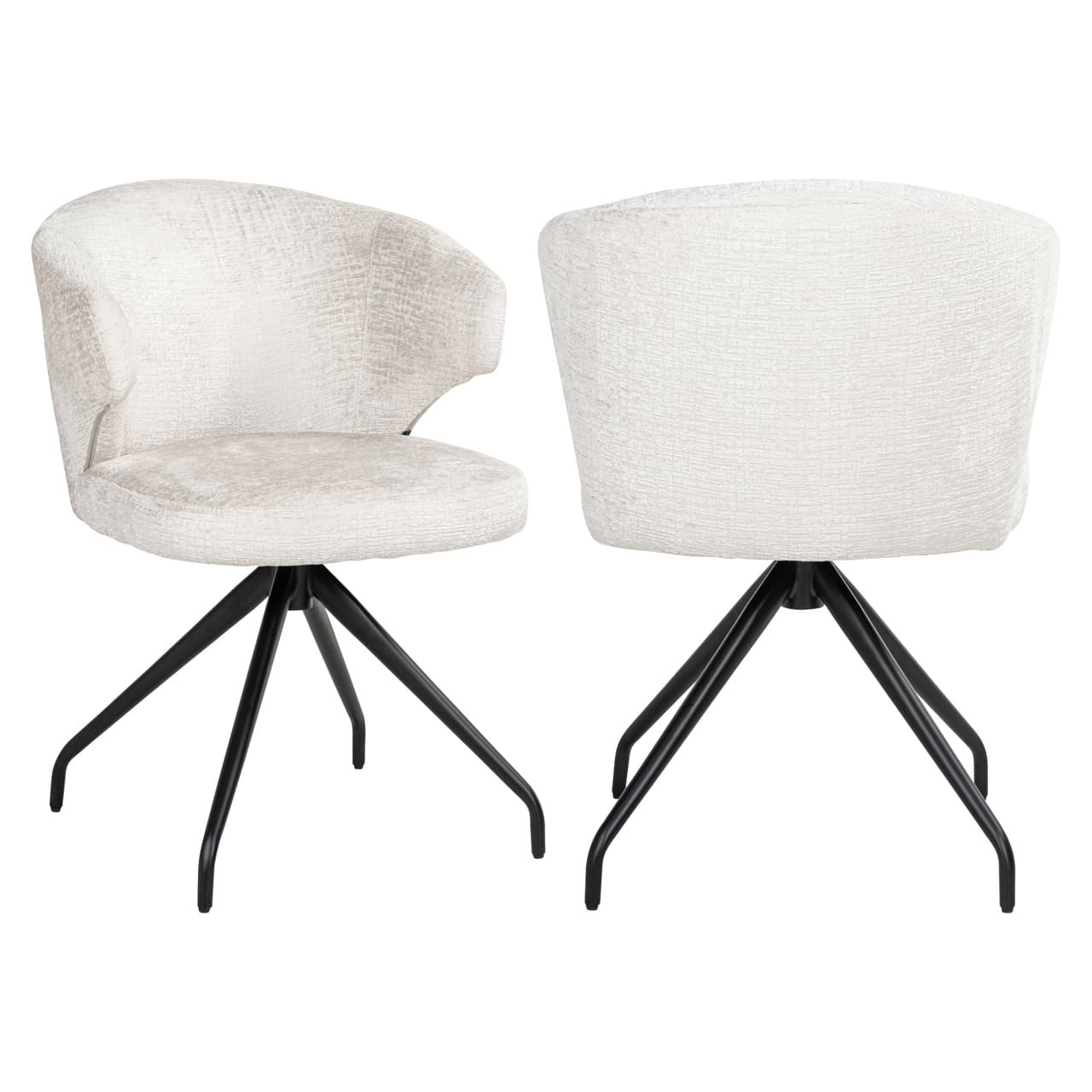 Milly White Swivel Chair with Black Base