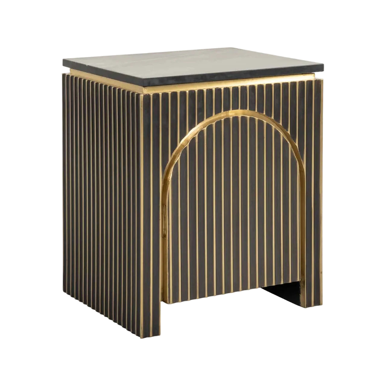 Nightstand LES ARCS marble with brass