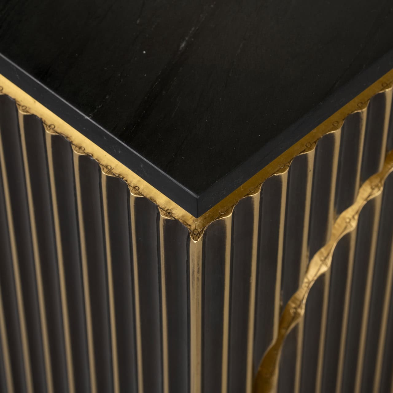 Nightstand LES ARCS marble with brass
