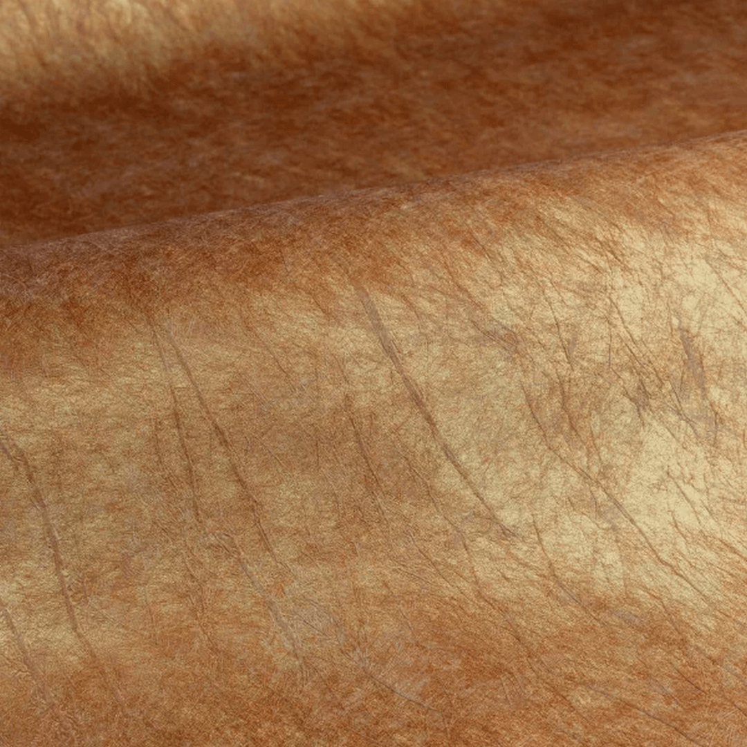 Strukturierte, metallische Textiltapete mit Falten OXEA - TERRE DE SIENNE DORÉ Terrakotta mit Gold