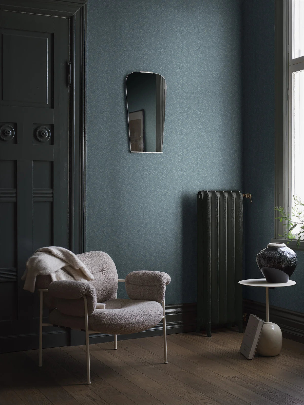 Tapete mit Pflanzenmotiv WILD FERNS blau