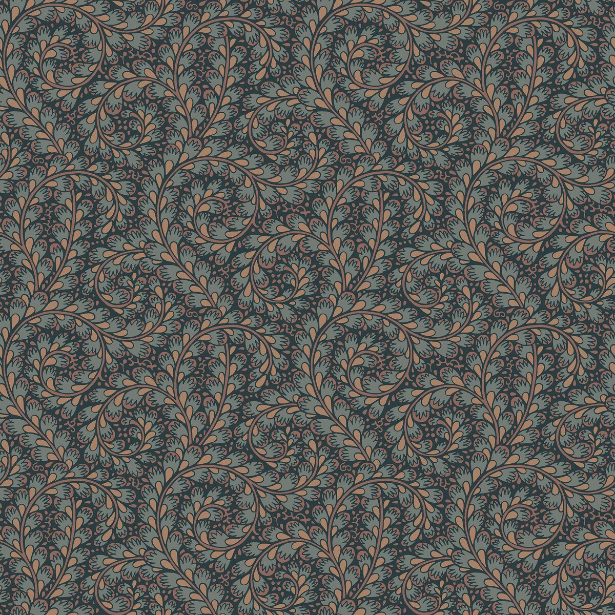 Tapete mit Pflanzenmotiv WILD FERNS blau-beige