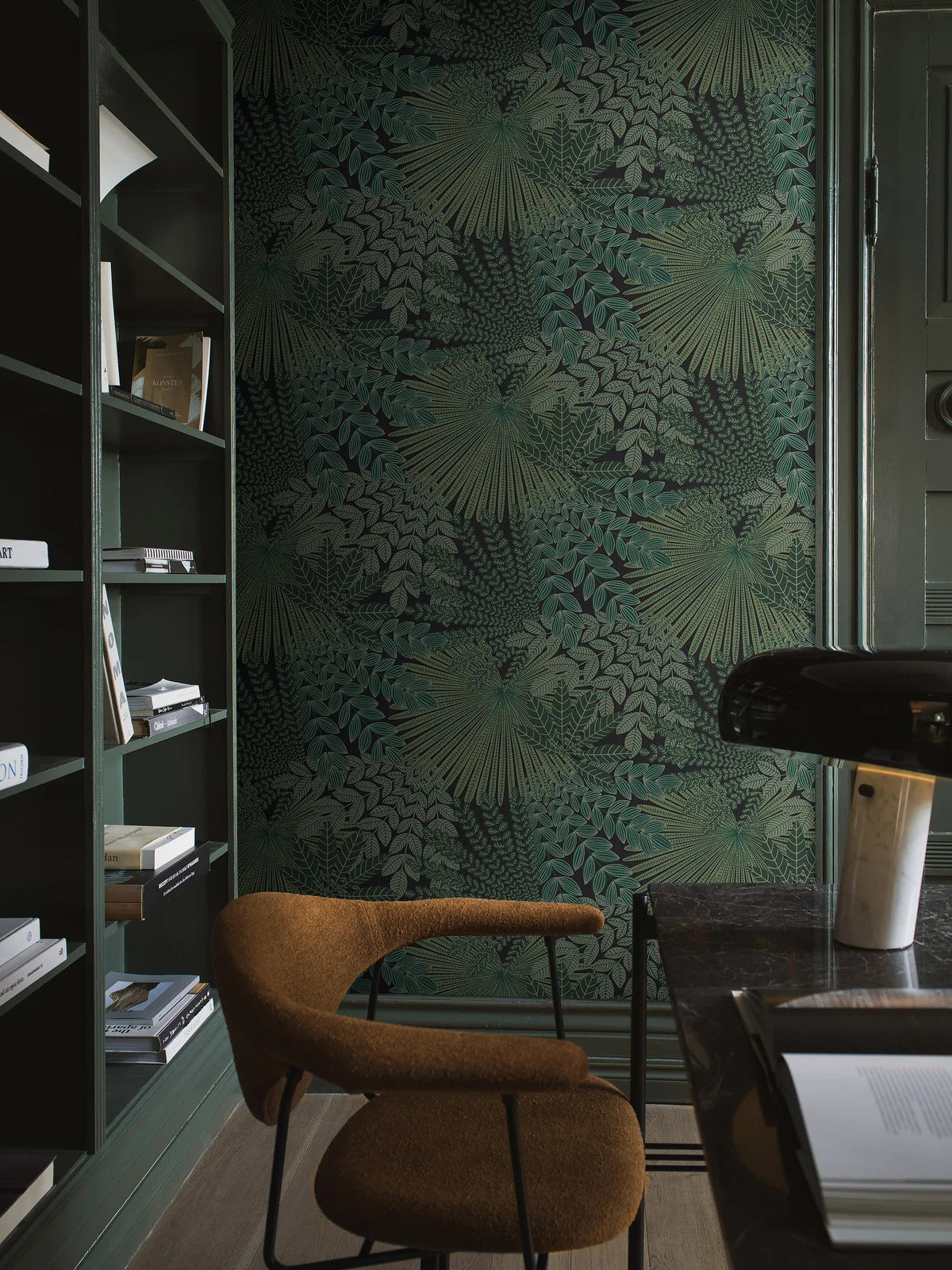 Tapeta z motywem roślinnym liści VELVET LEAVES zielony