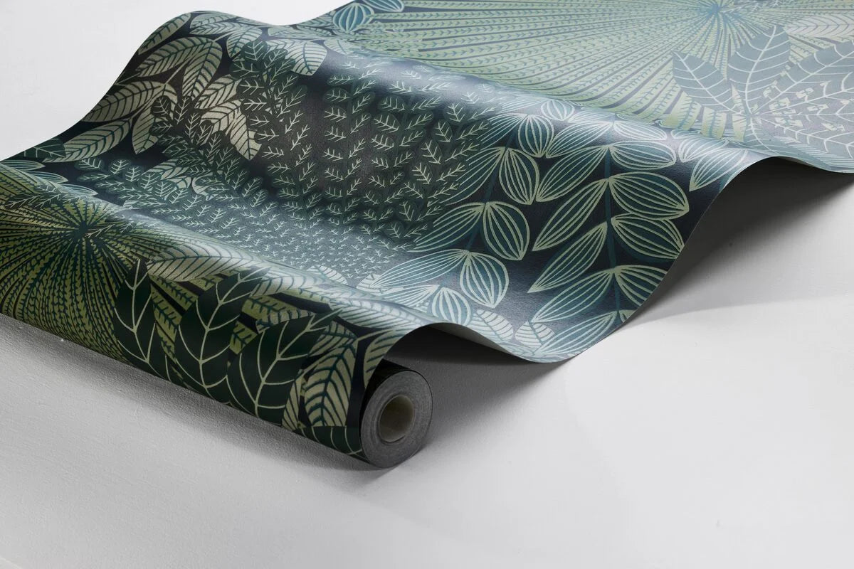 Tapeta z motywem roślinnym liści VELVET LEAVES zielony