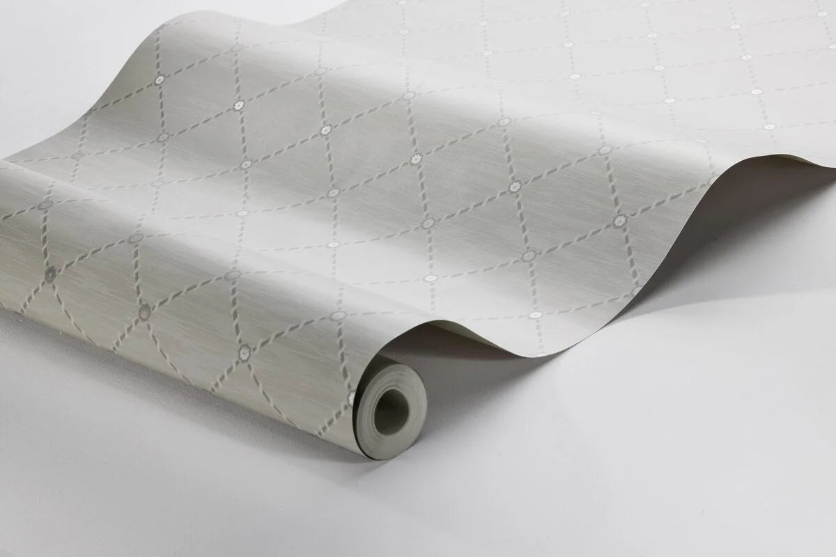 Tapeta z motywem geometrycznym GOLDEN TRELLIS szary z białym