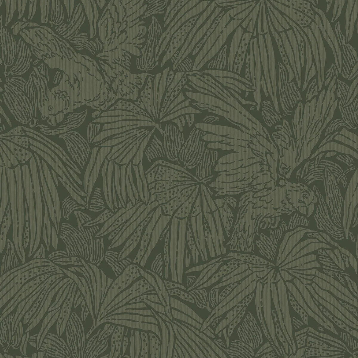 HIDDEN PARROT Green Animal Print Wallpaper