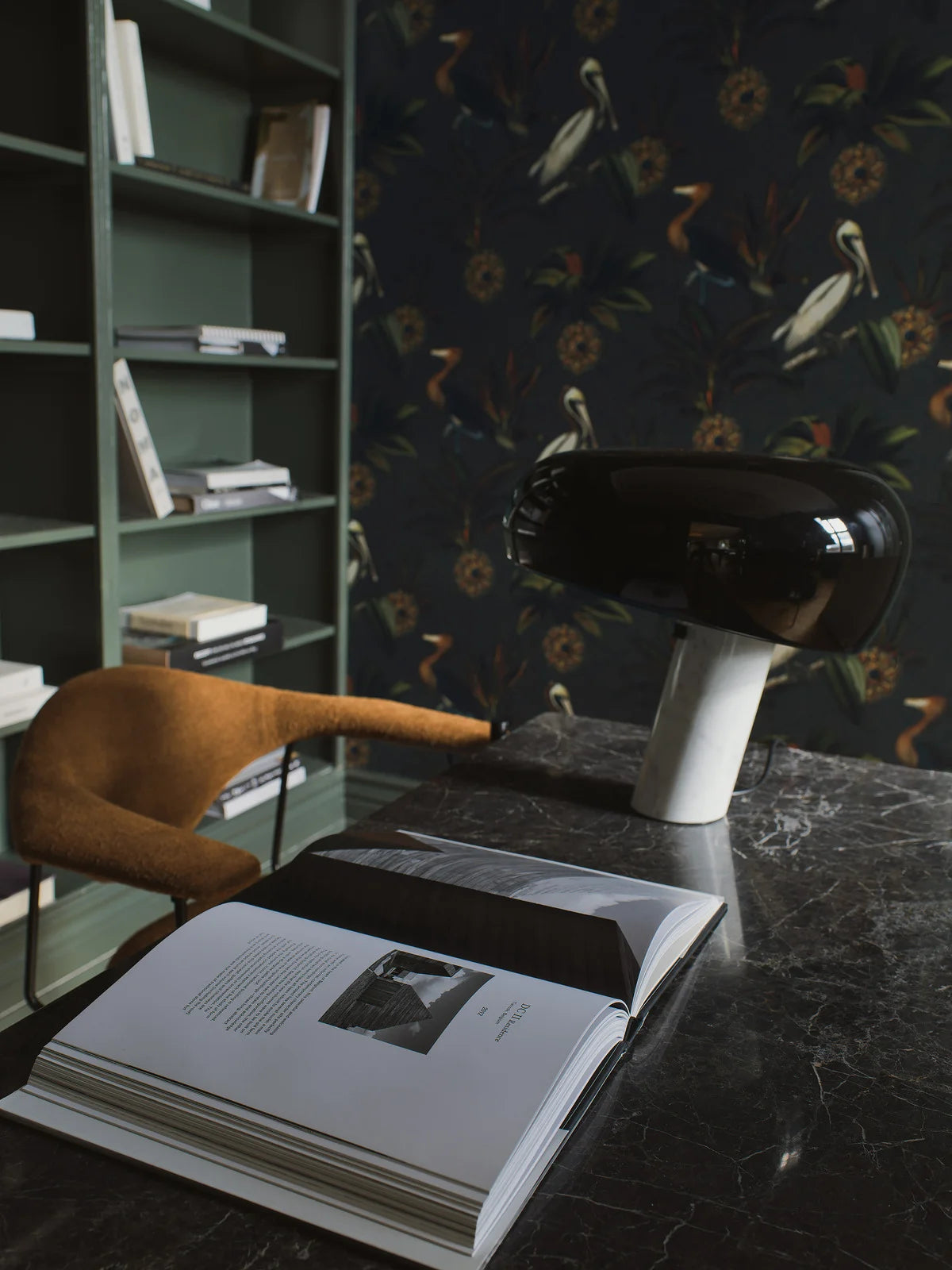 Sapphire Birds Dark Green Animal Motif Wallpaper