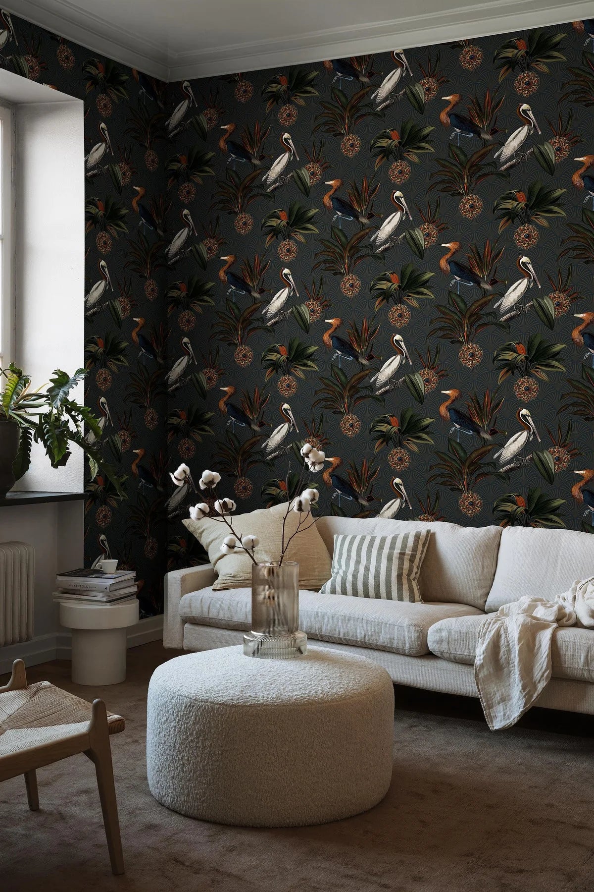 Sapphire Birds Dark Green Animal Motif Wallpaper