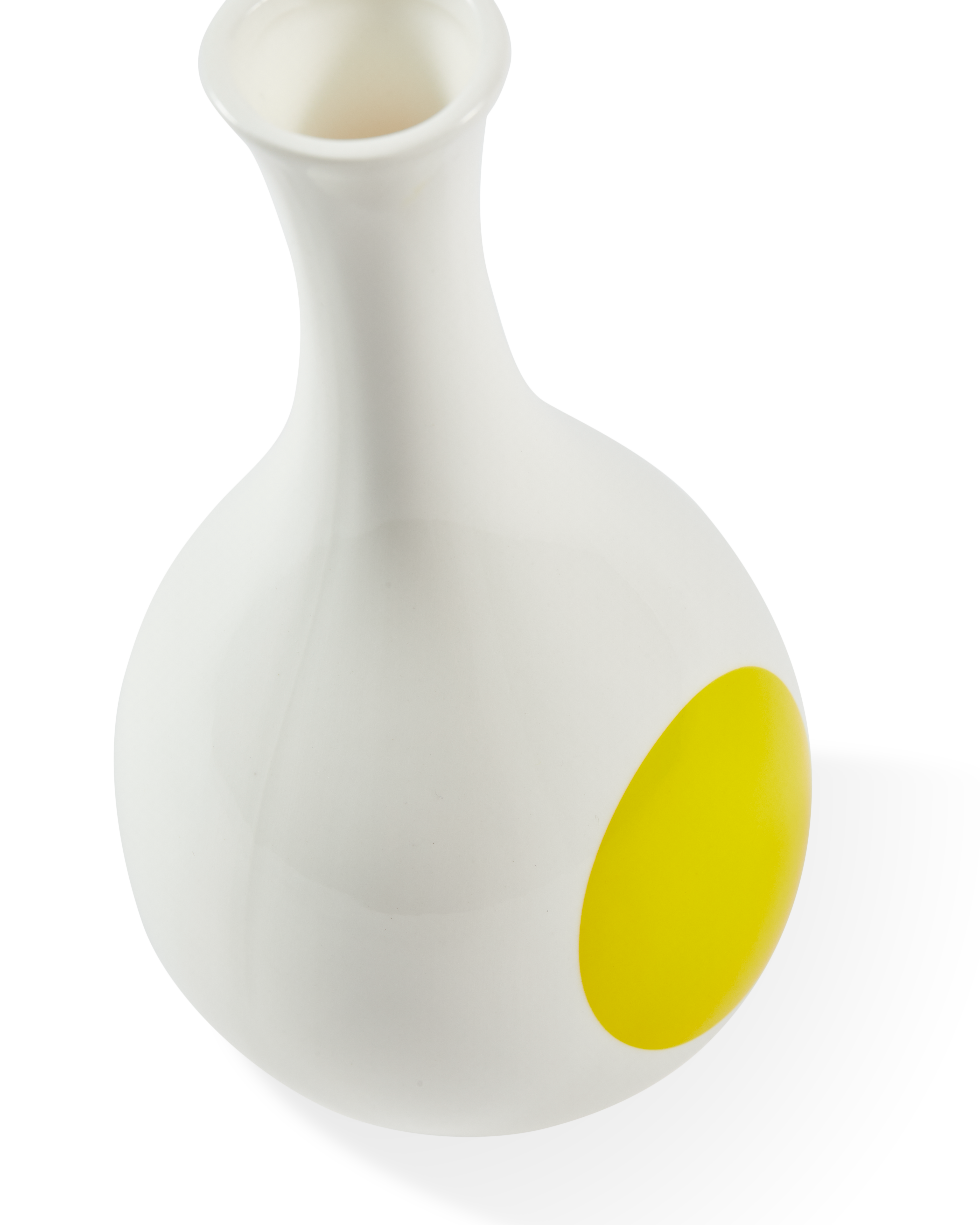 SMALL BIRD White Vase with Yellow and Blue
