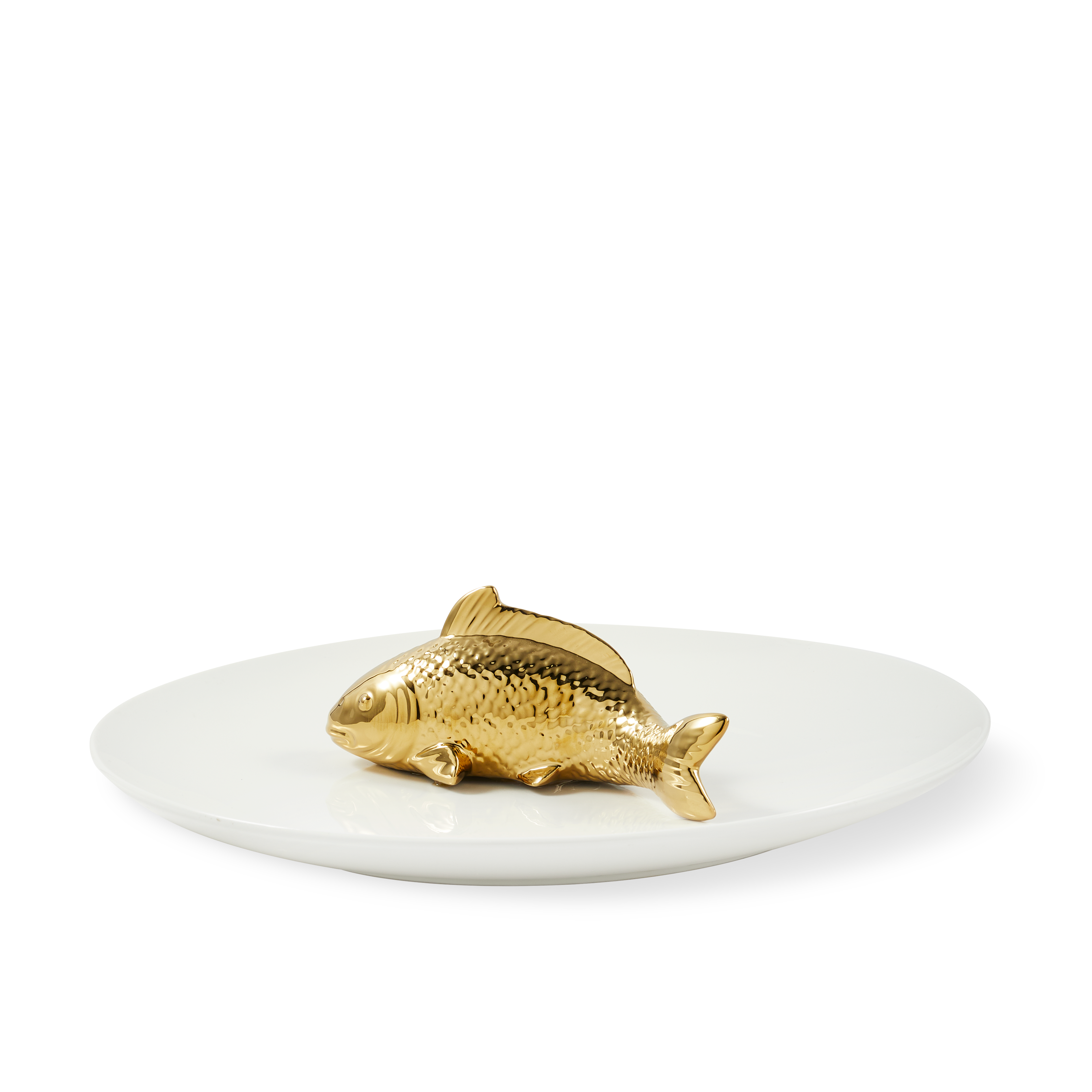 Decorative Plate FISH White with Gold