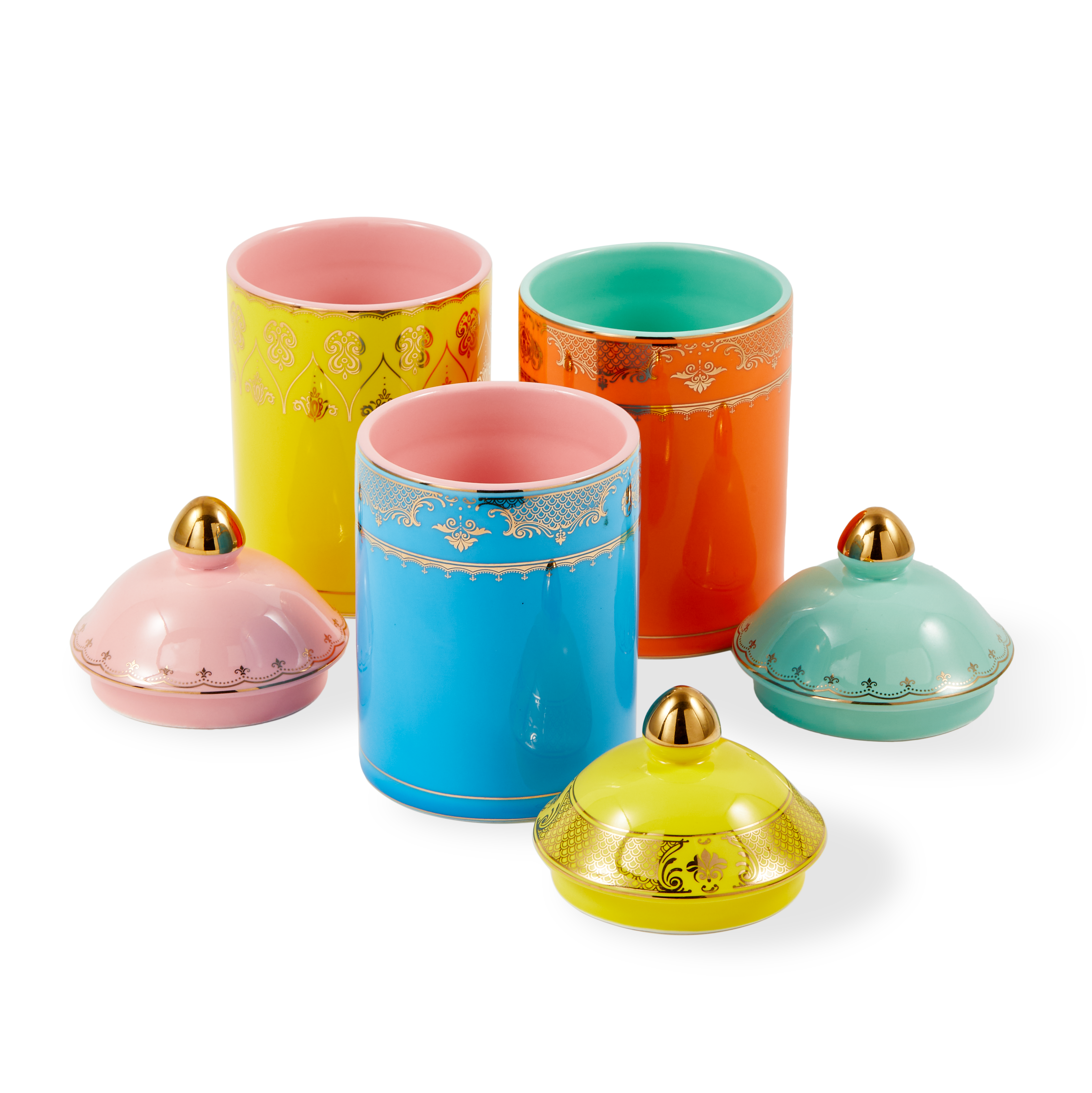 Słoik porcelanowy GRANDPA pomarańczowy z miętowym