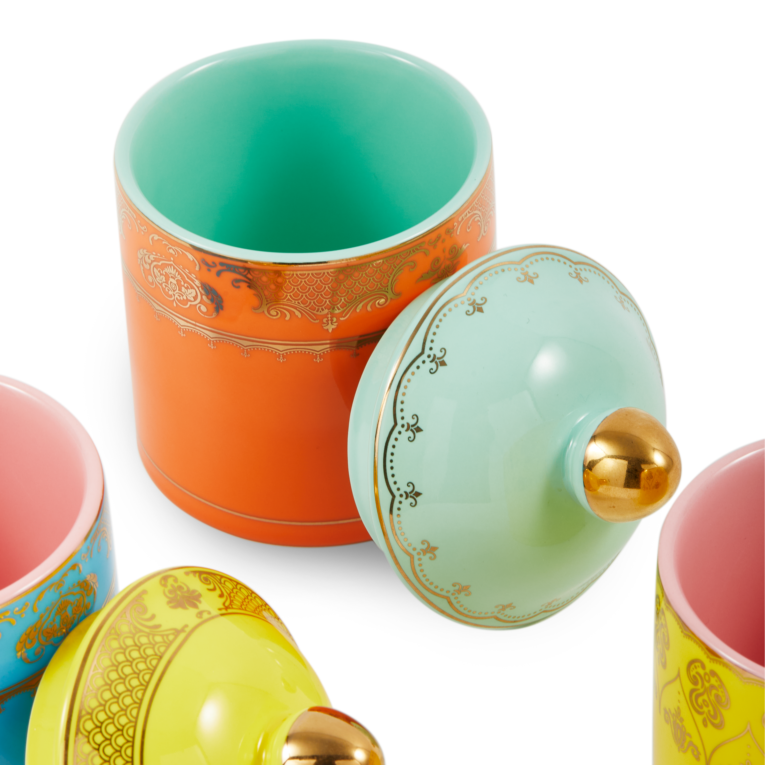 Słoik porcelanowy GRANDPA pomarańczowy z miętowym