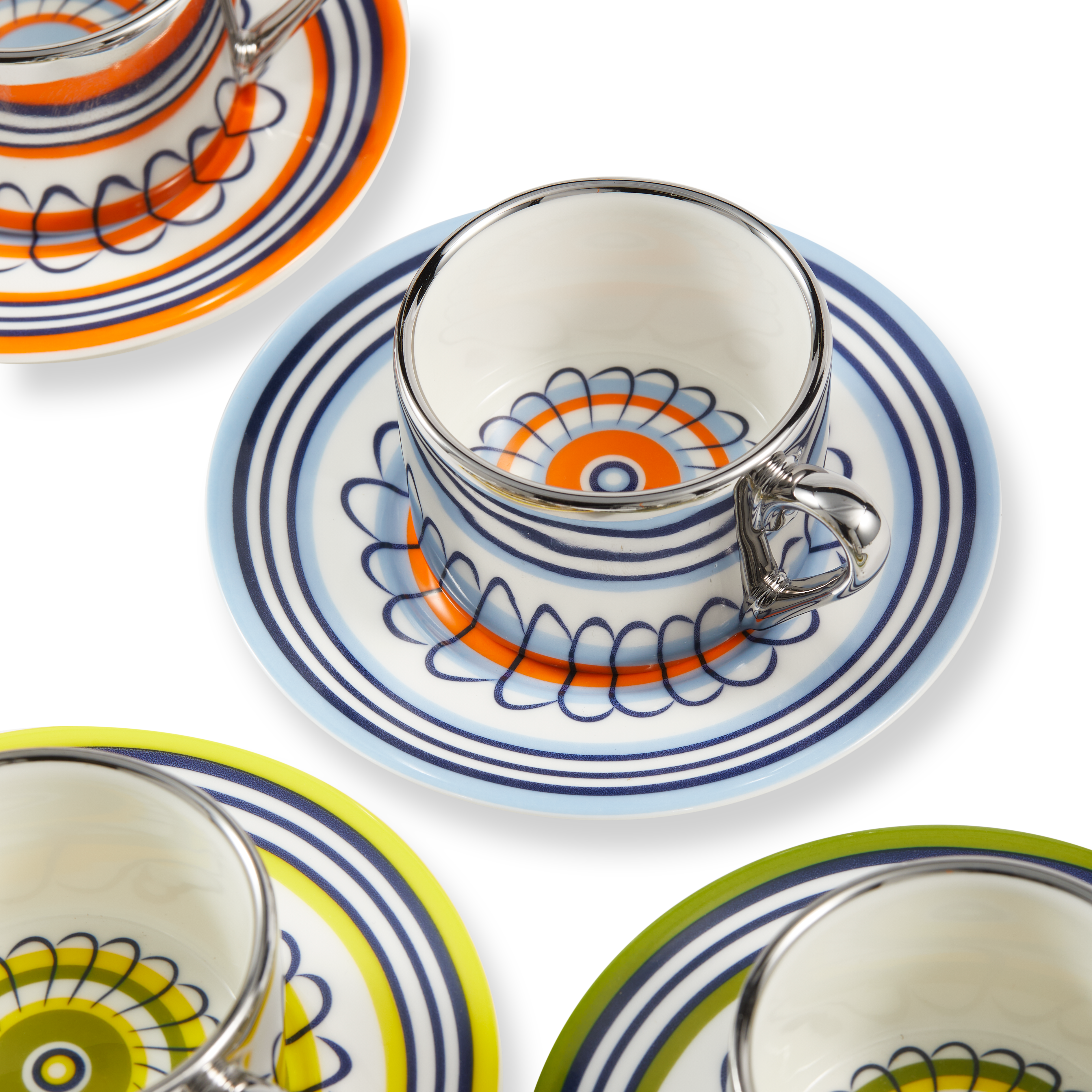 FLORAL Orange and Blue Espresso Cup Set