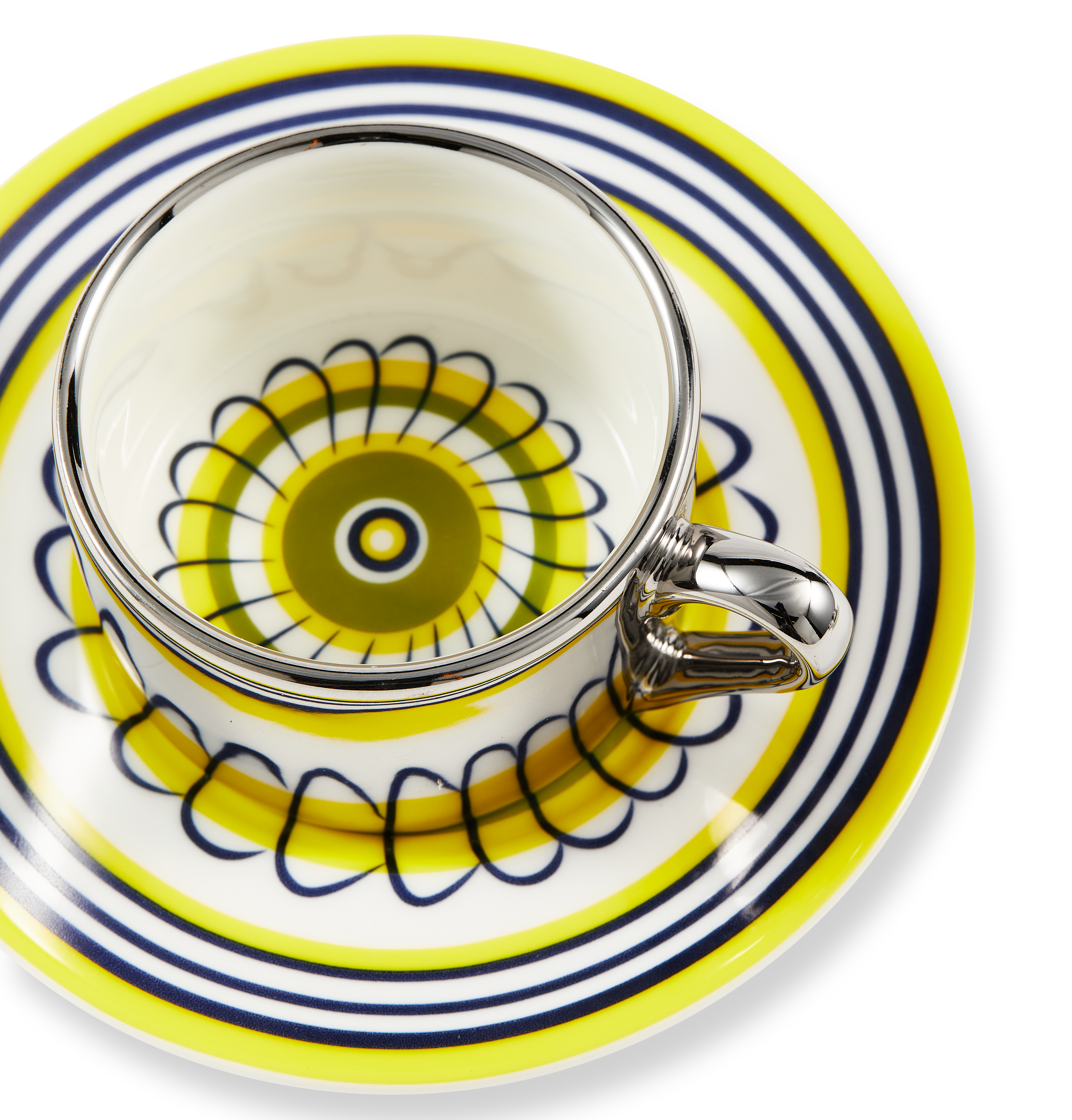 FLORAL Yellow and Olive Espresso Cup Set