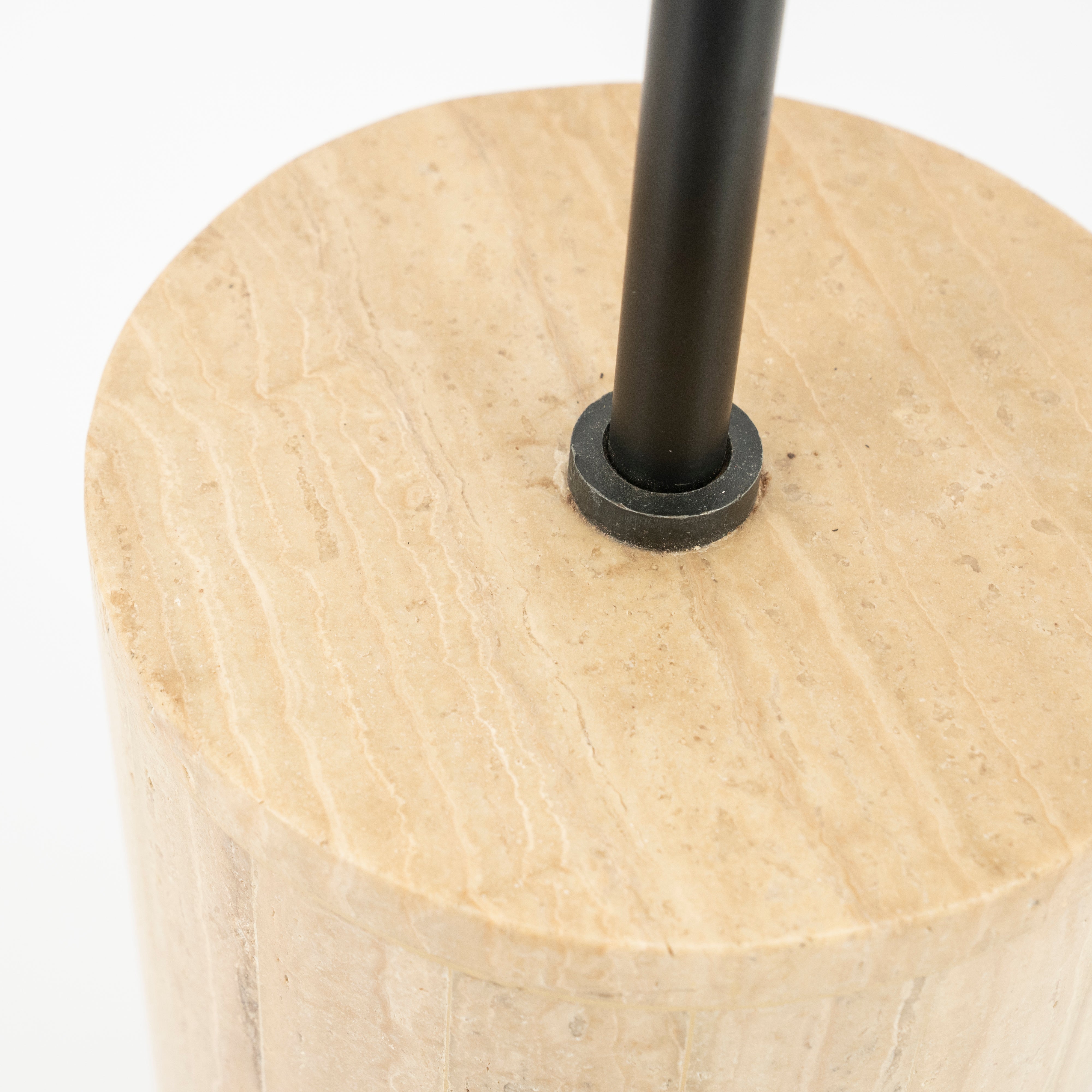 Lampa podłogowa AMARA trawertyn z beżowym kloszem