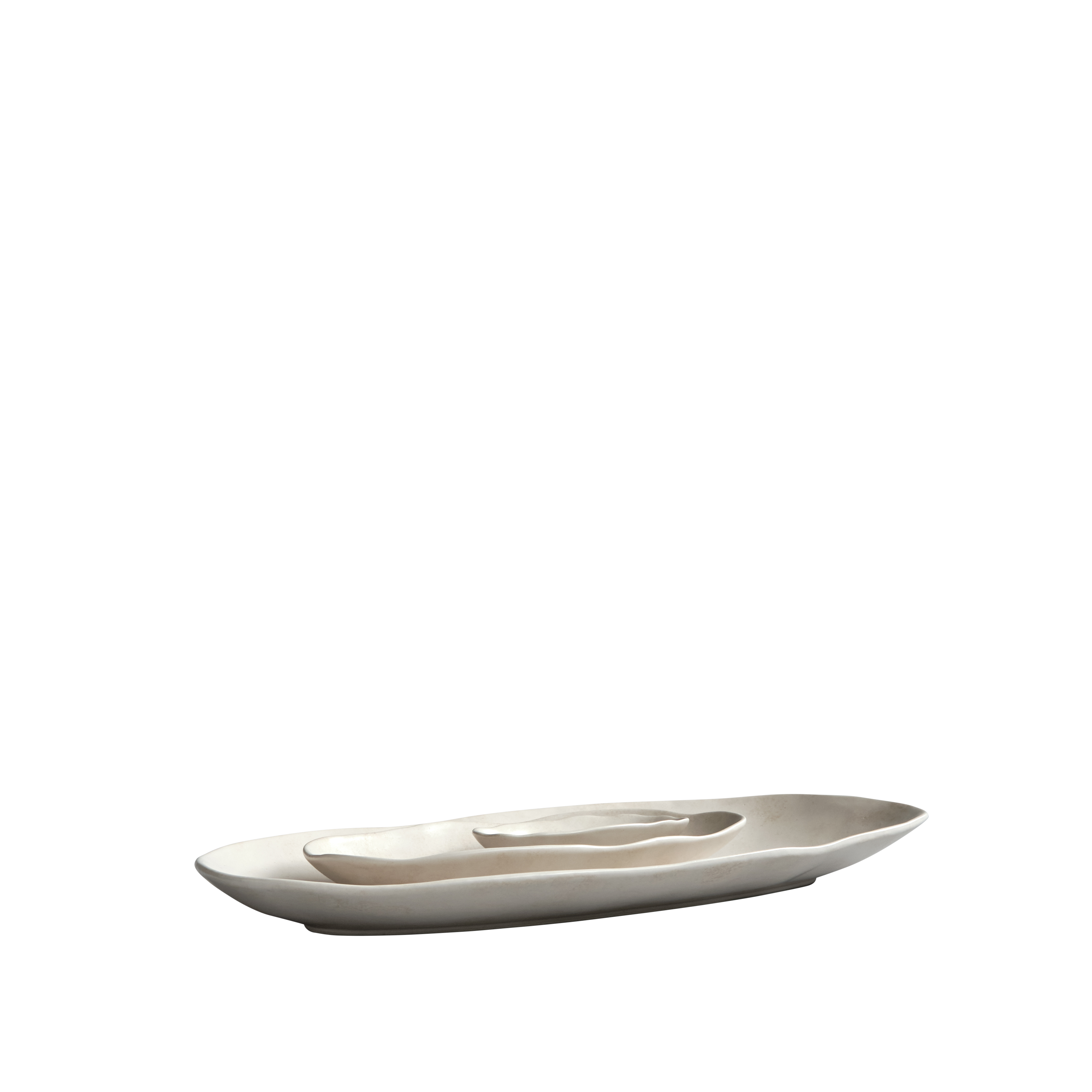 Set of Oval Trays NATIVE White Stoneware