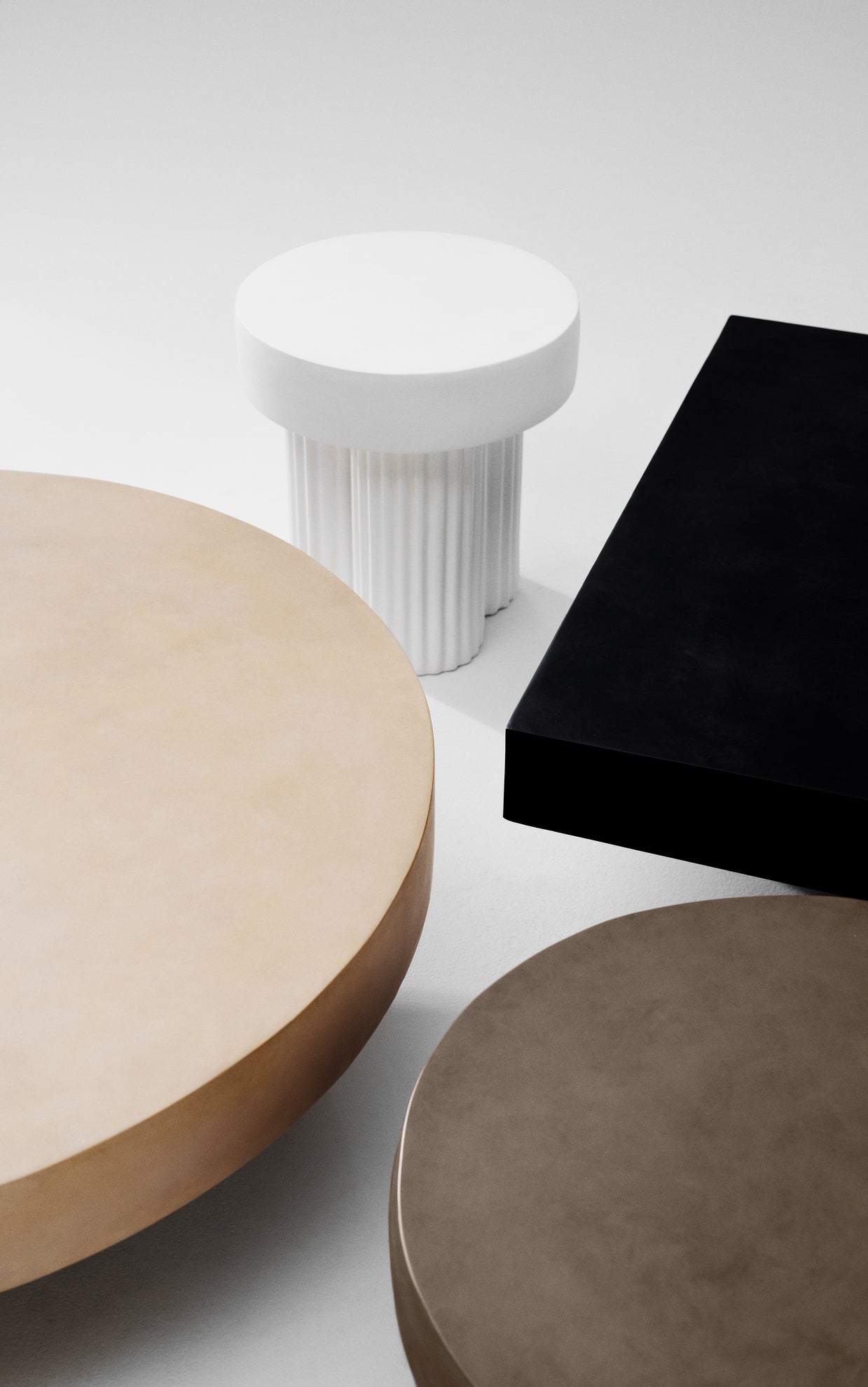 GEAR Beige Concrete Round Side Table