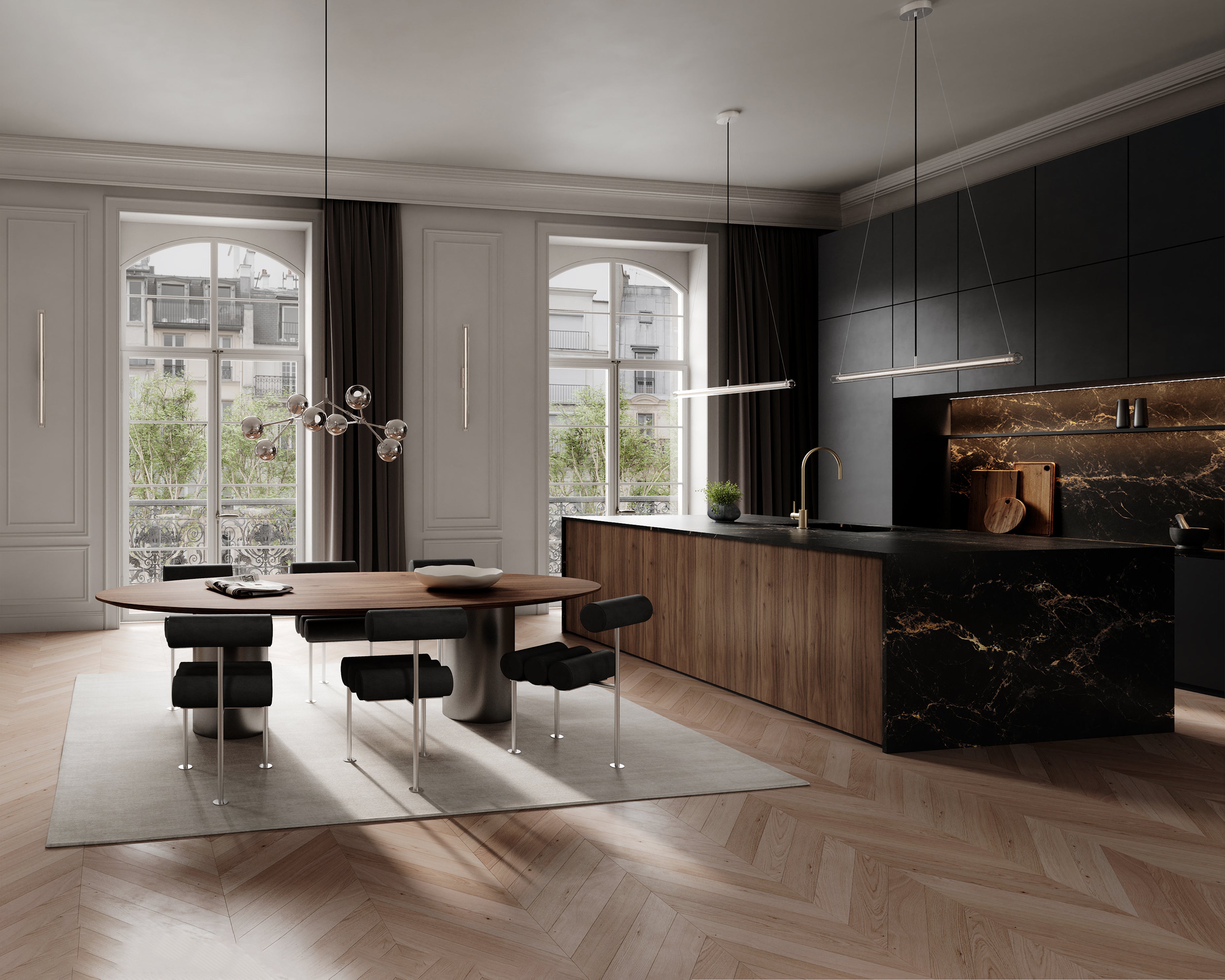 HIRO chair black with chrome base