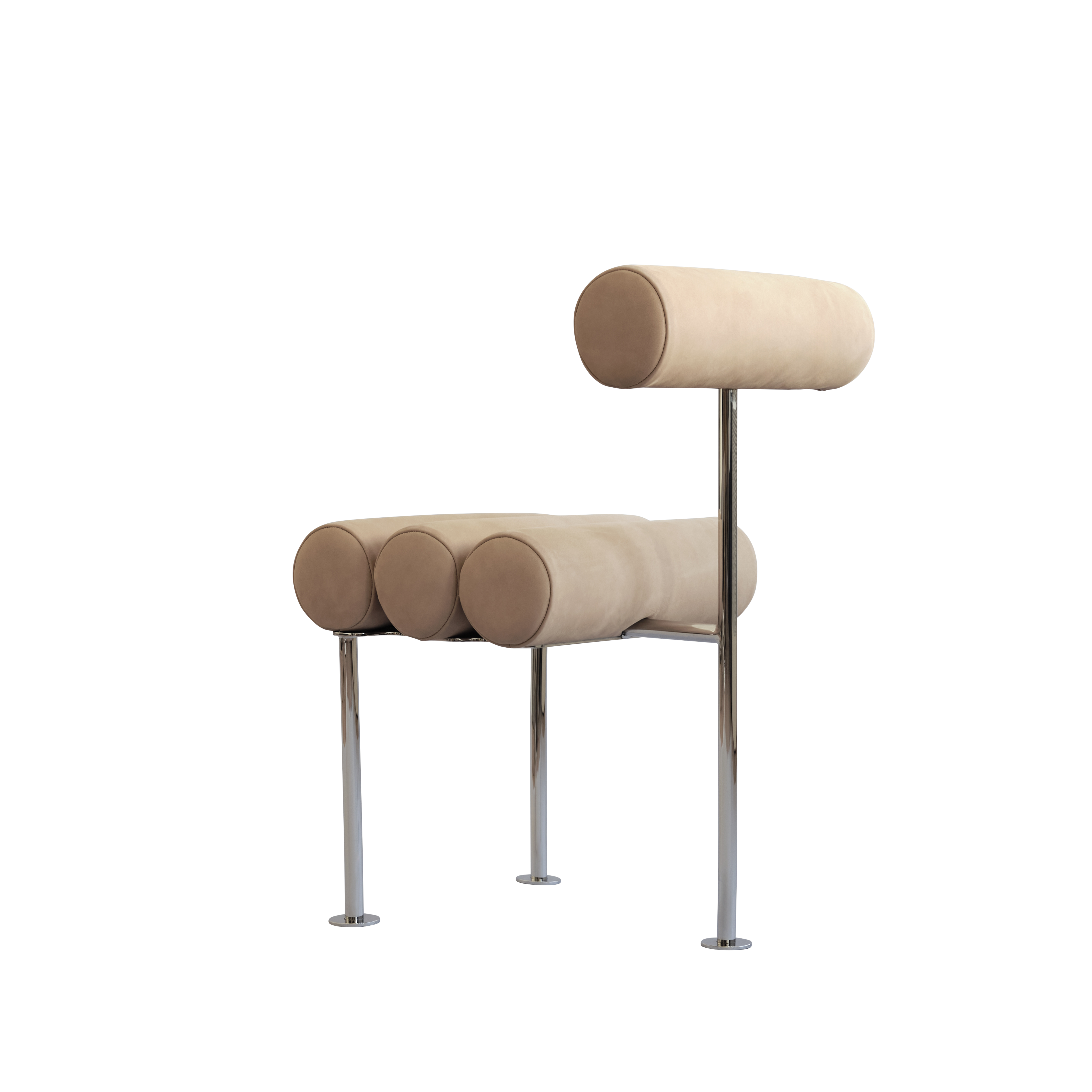 HIRO chair warm beige with chrome base