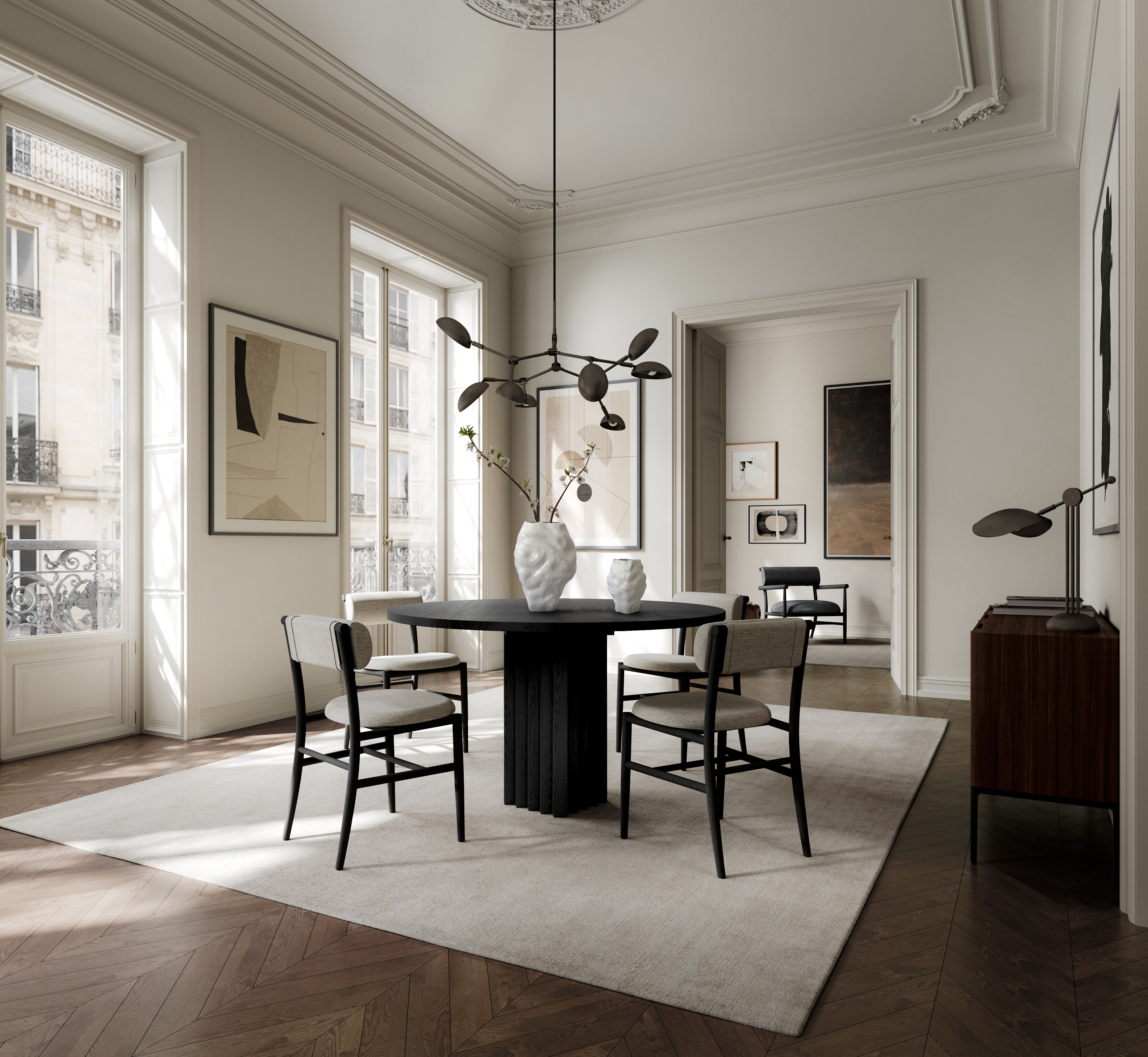 Armchair with Armrests NAMA beige with black base