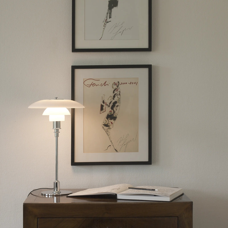 Lampa stołowa PH 3/2 biały z chromowaną podstawą