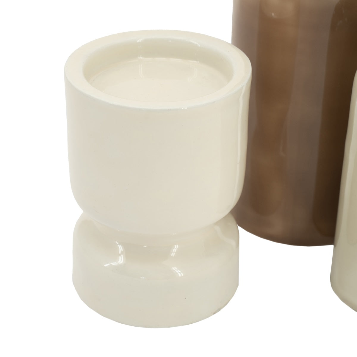 Zestaw świeczników ROANY DUO brązowy z białym i beżowym