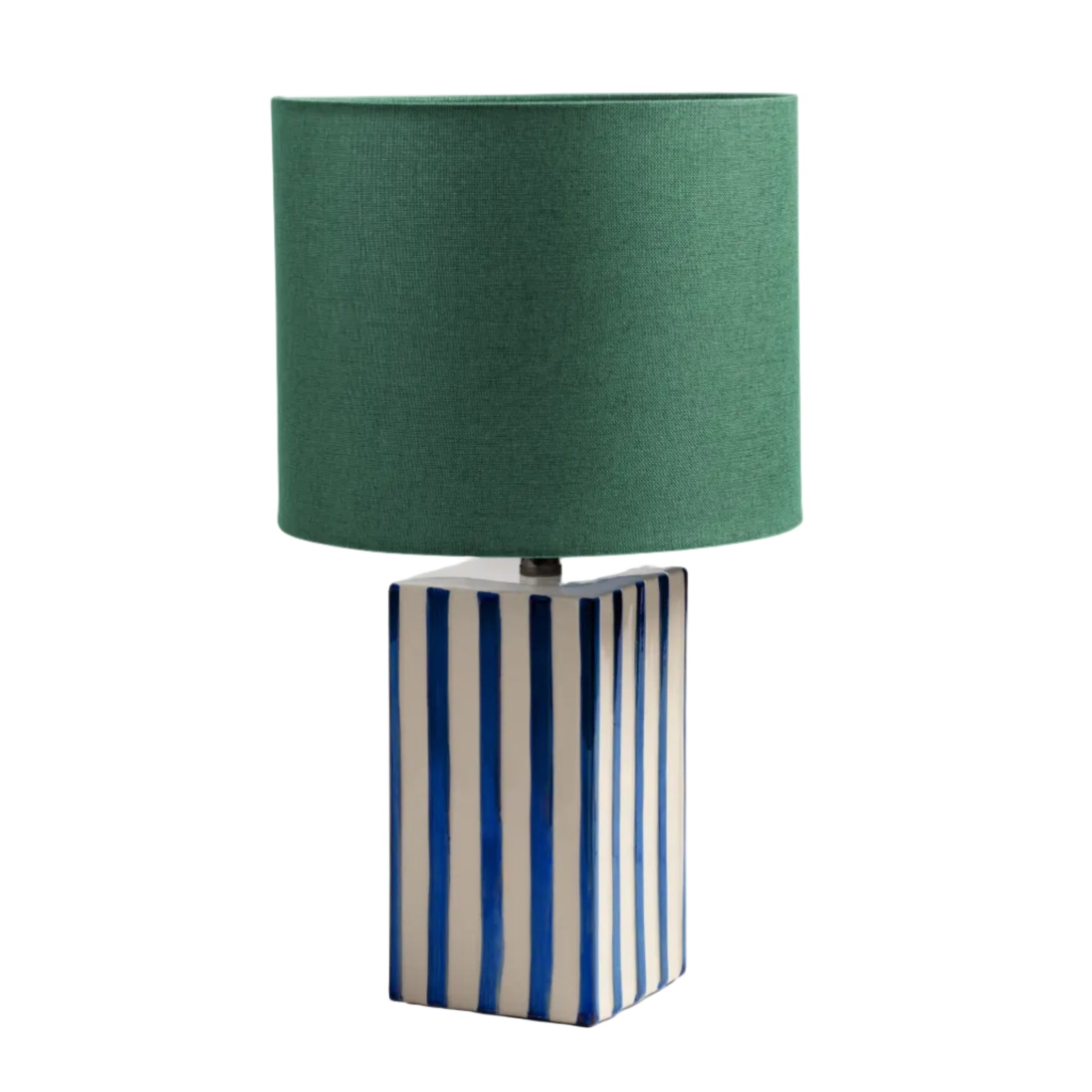 Tischlampe STREAK blau-weiß mit grünem Schirm