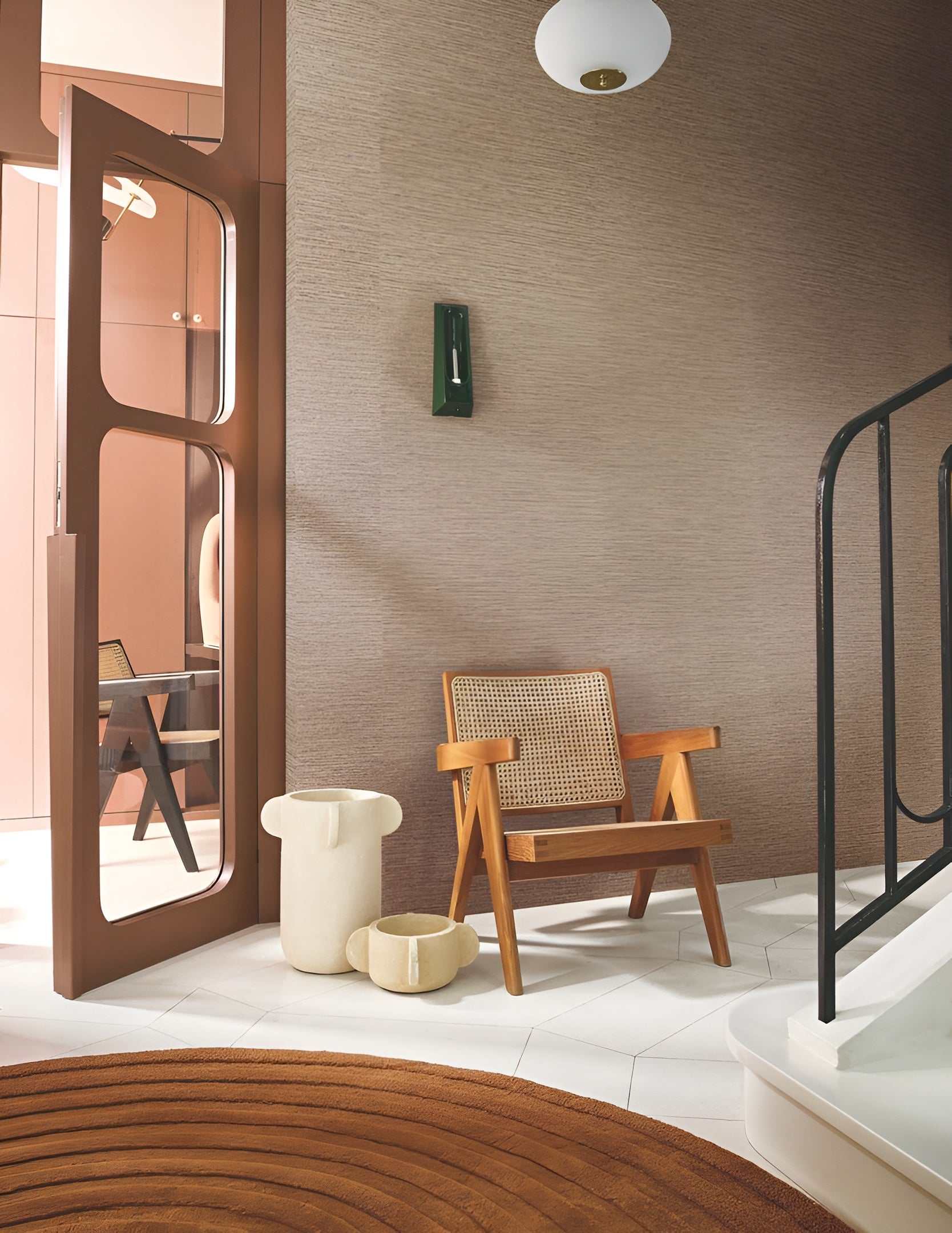 Structural wallpaper imitating canvas OCCITAN - SEPIA dark beige