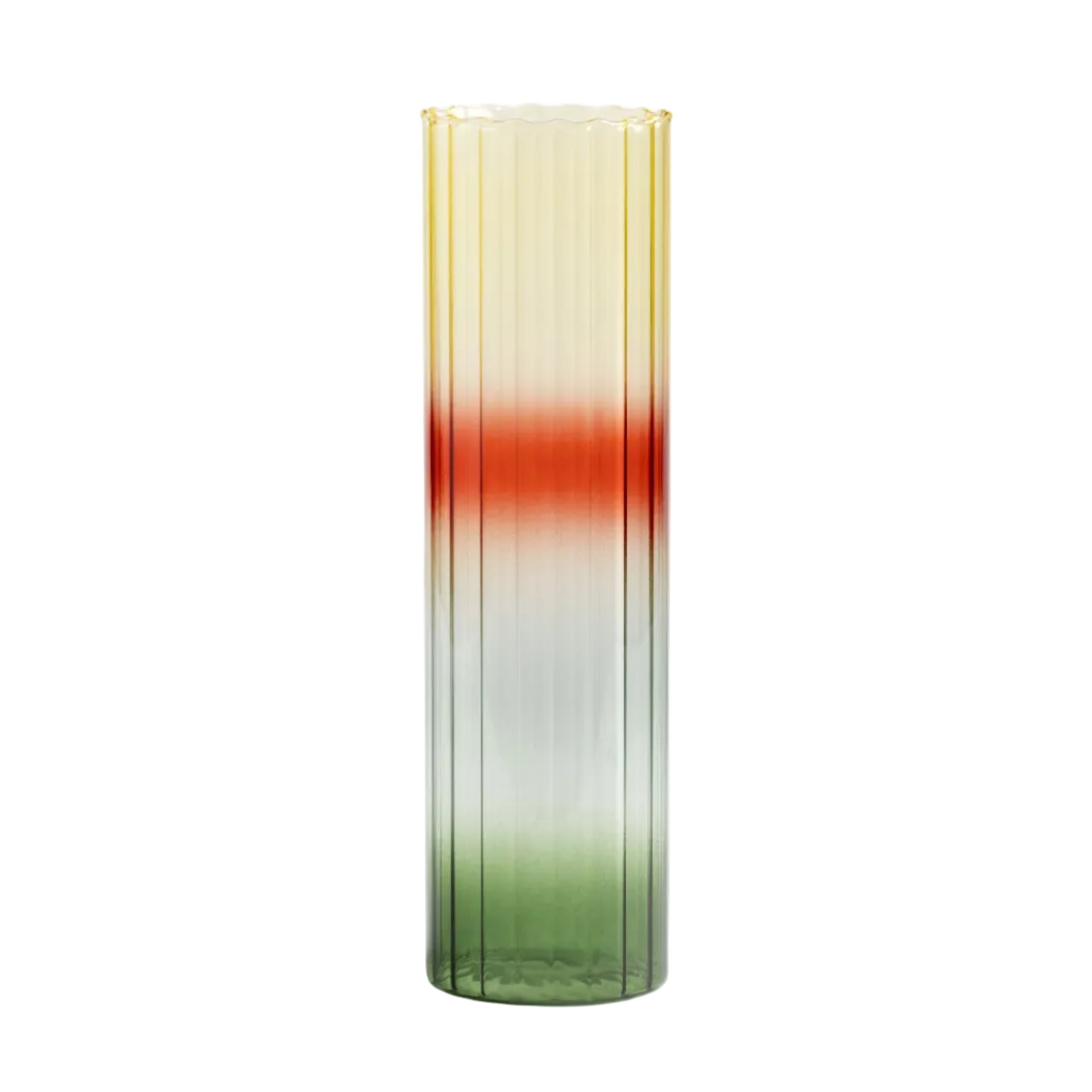 GRADIENT EVENING vase yellow with green and red