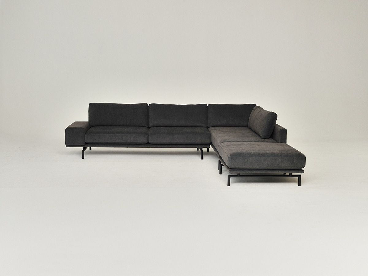 Brixton Upholstered Left-Handed 5-Seater Corner Sofa with Black Base
