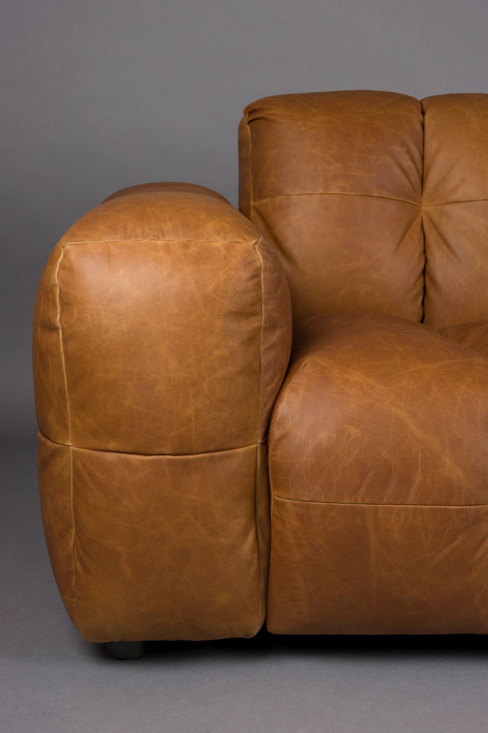 Sofa modułowa HACKMAN - element końcowy prawostronny koniakowa skóra