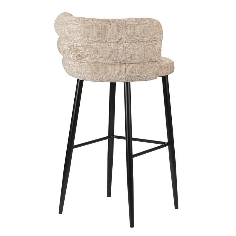 CLOUD Cream Beige Stool with Black Base