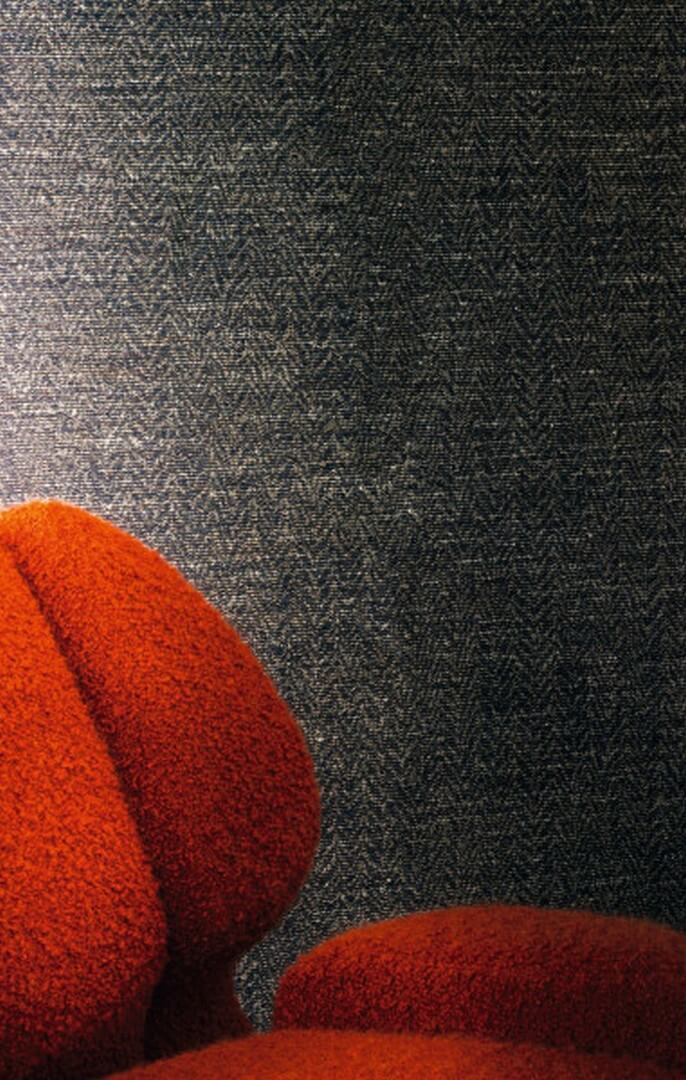 Structural textile wallpaper in herringbone pattern ELBERT - ENCRE brown