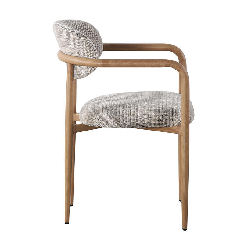 Armlehnstuhl SAKE in grau-beige mit Holzgestell